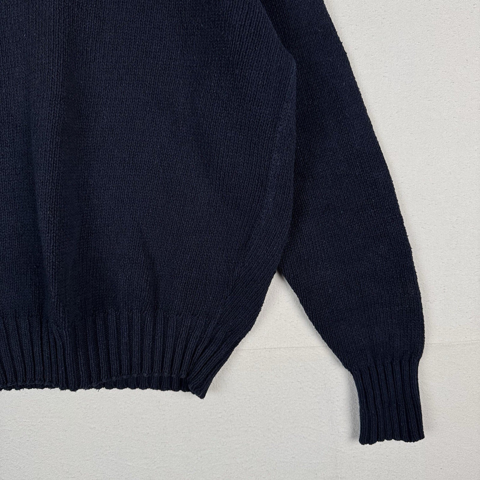 90’s Vintage Polo Ralph Lauren Sweater Men L Navy Blue Knit Pullover Red Logo