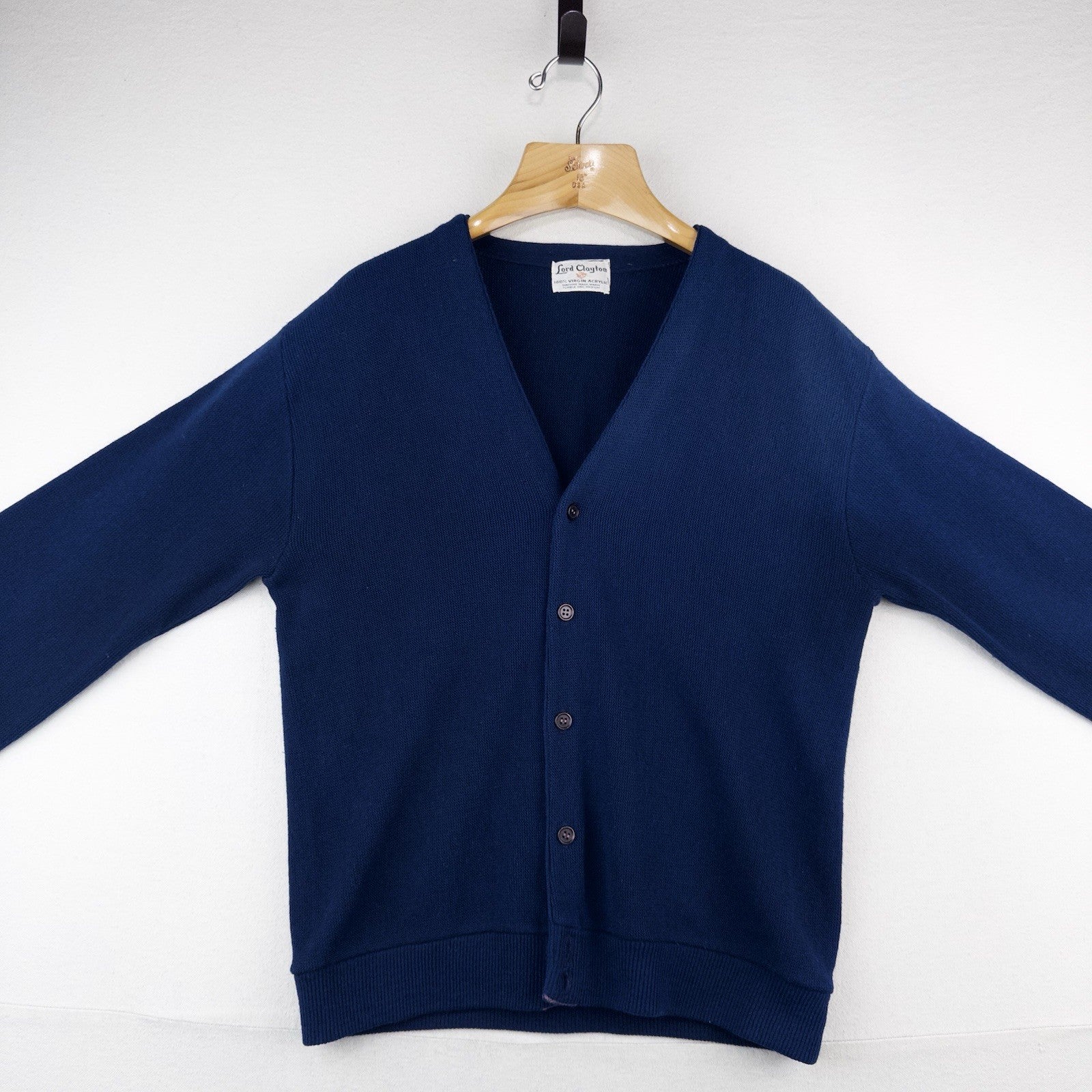 70’s Vtg Lord Clayton Virgin Acrylic Cardigan Navy Blue Men’s Medium (40)