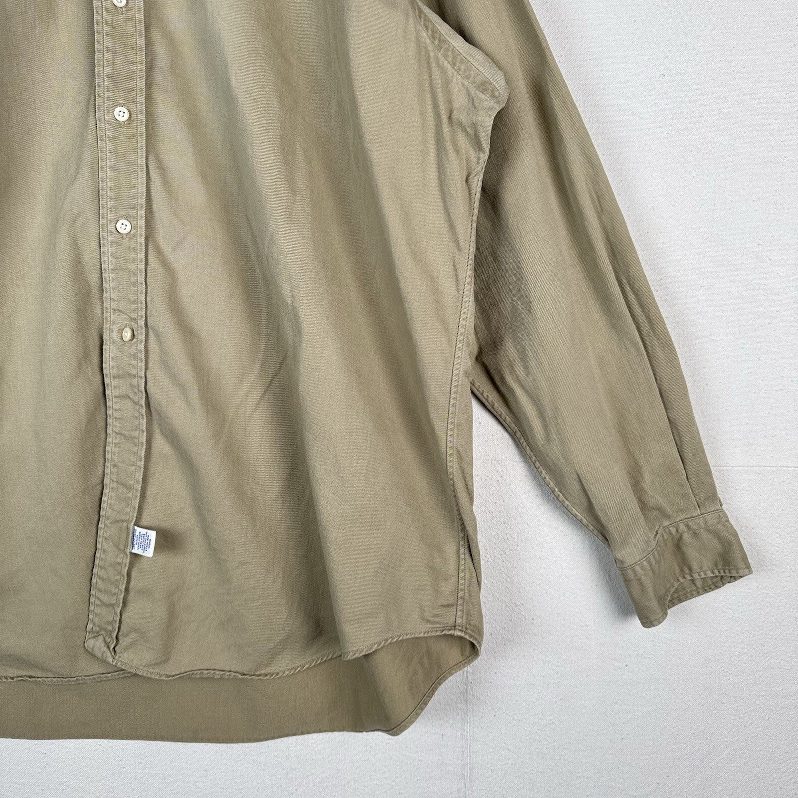 90’s Vintage Polo Ralph Lauren Mens 2XL Tan Khaki Button Down Shirt Made In USA