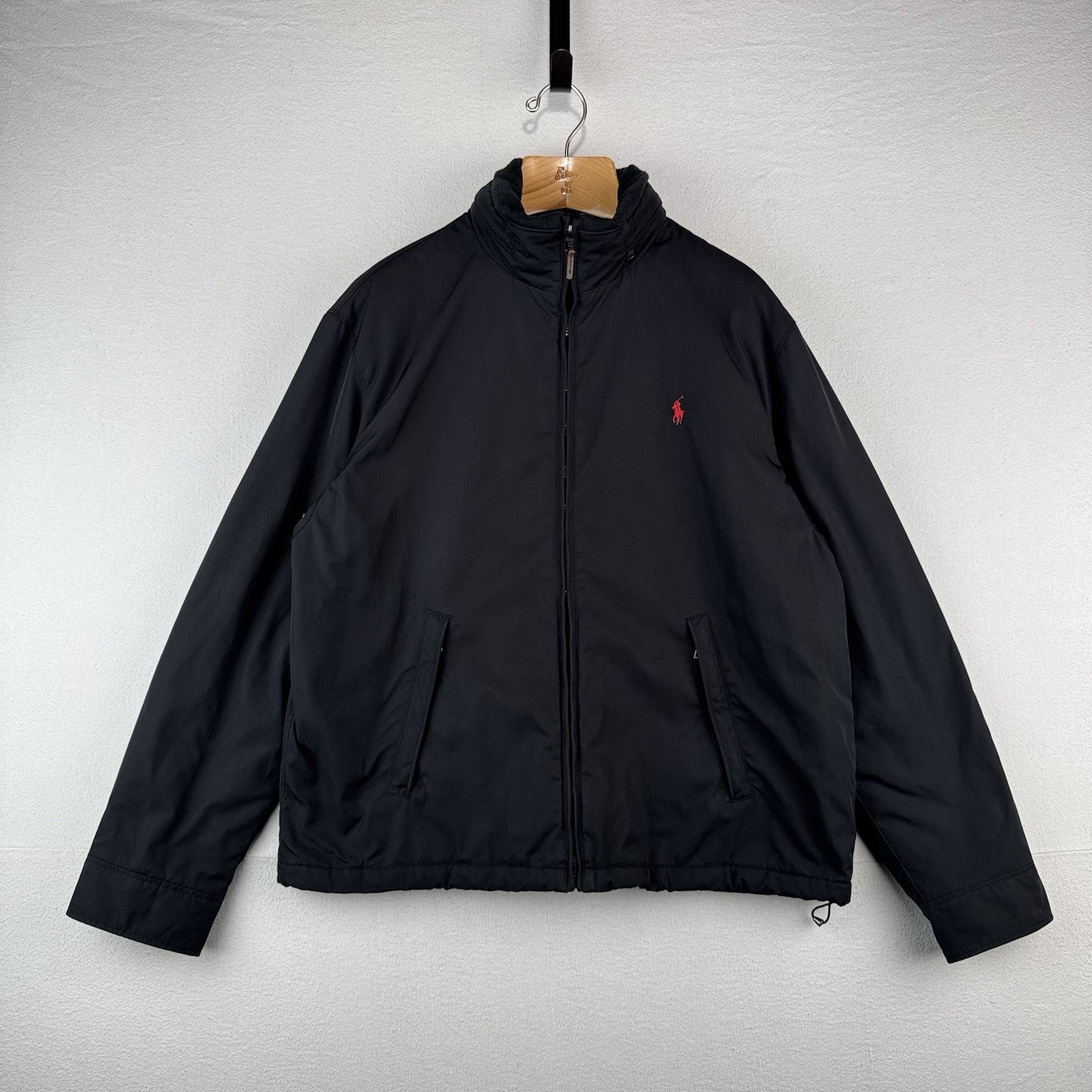 Polo Ralph Lauren Harrington Jacket Mens XL Black Insulated Stowaway Hood