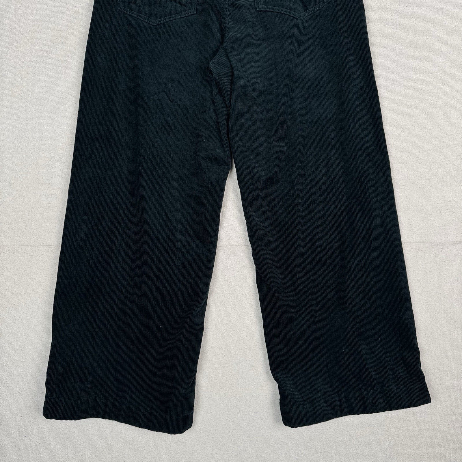 Gap Corduroy Pants Women’s 10/30 Green High Rise Stride  Wide Leg Zip 11” Leg