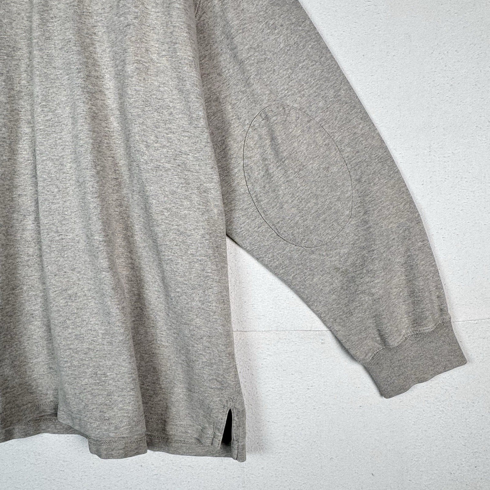 Polo Ralph Lauren Rugby Shirt 4XLB 4XL Big Gray Quilted Shoulder Elbow Patch