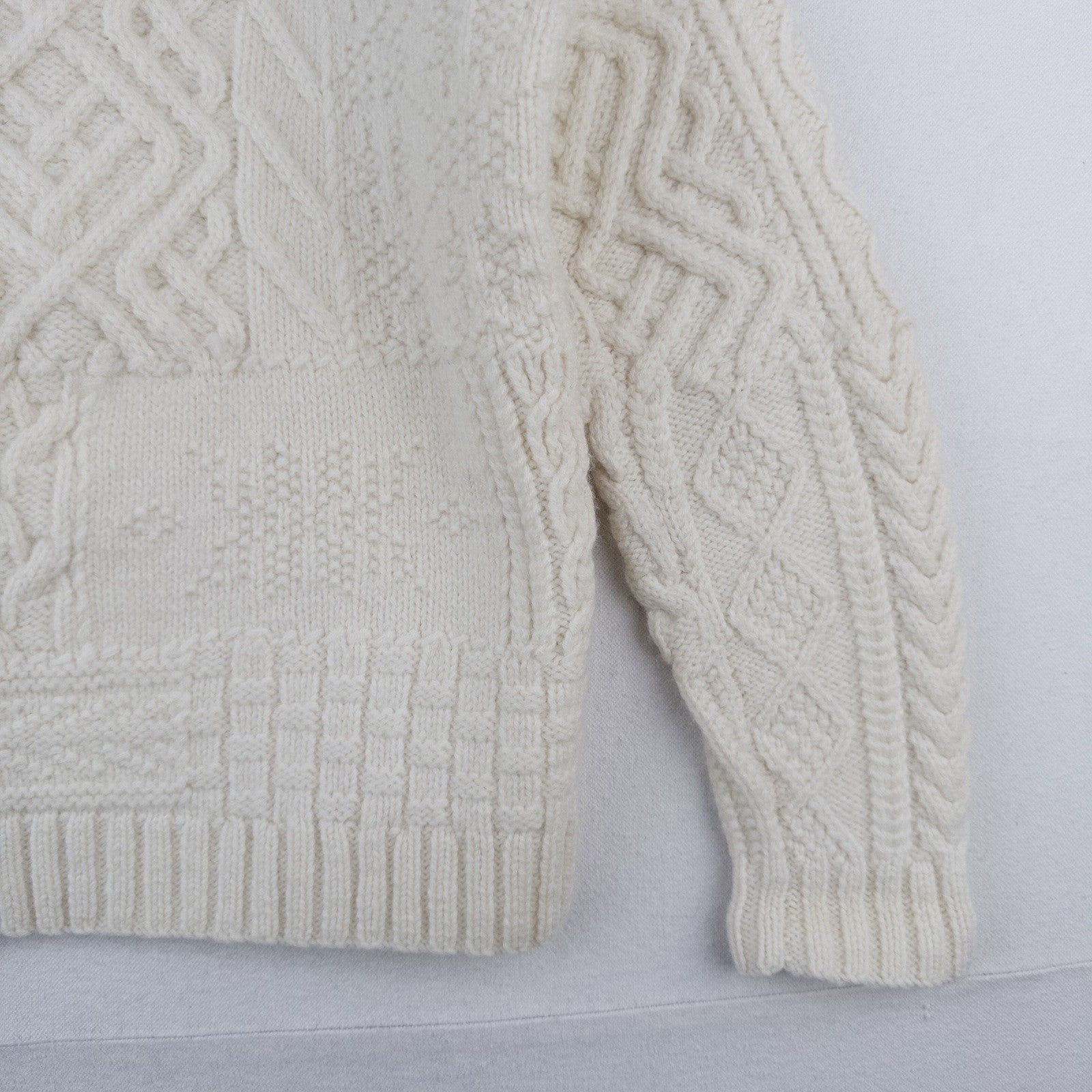 90’s Vtg Ralph Lauren Handknit Aran Patchwork Sweater Women’s M Cream *Read