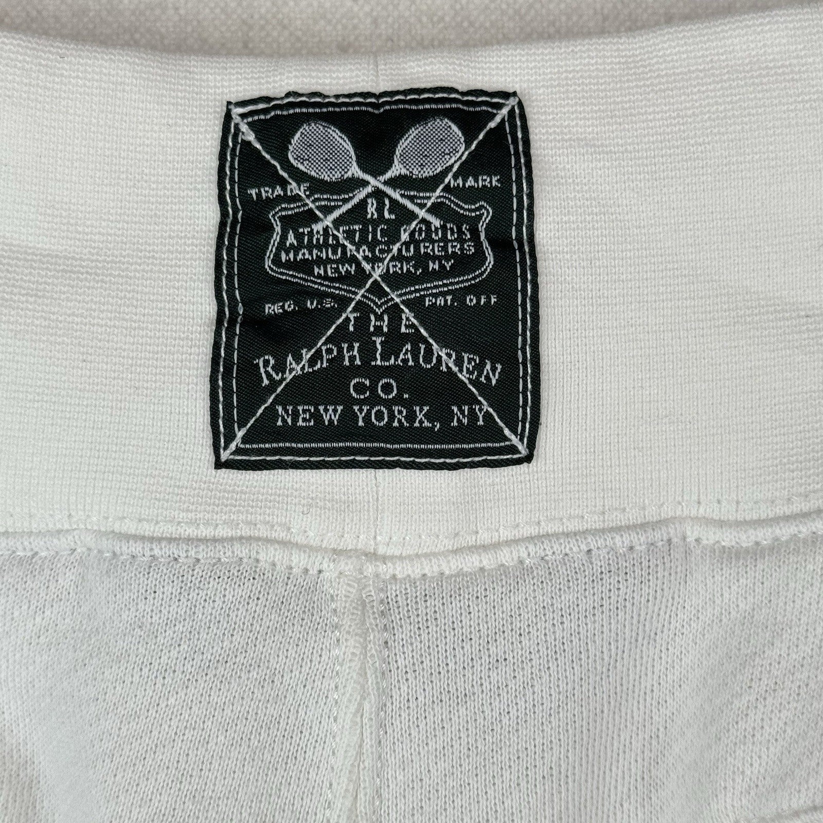 Vtg Polo Ralph Men’s L  38x12 Lauren Tennis Crest Heavyweight Sweat Shorts White