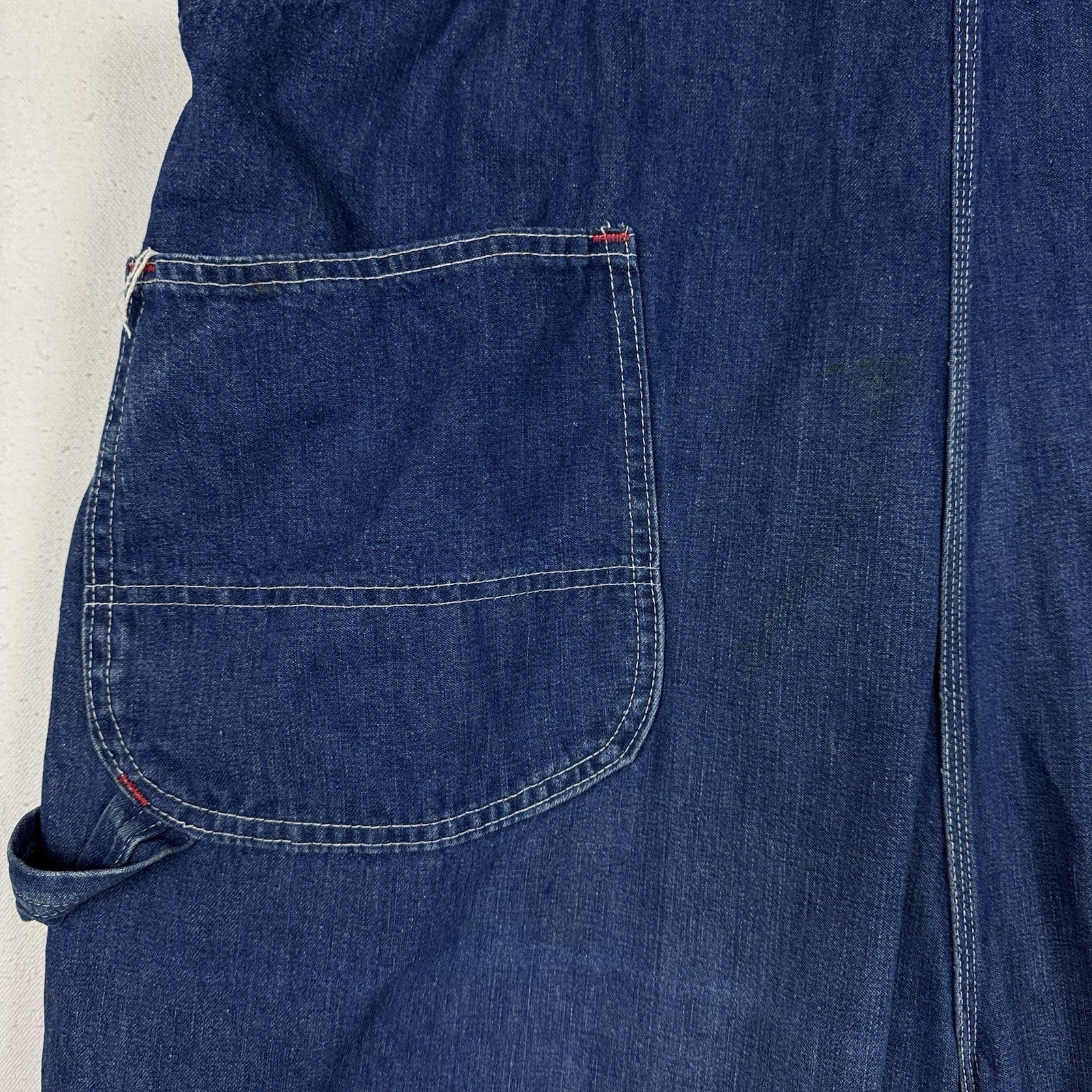 Vintage 60s Big Mac 42x28* Distressed Square Bak Wide Leg Denim Overalls USA