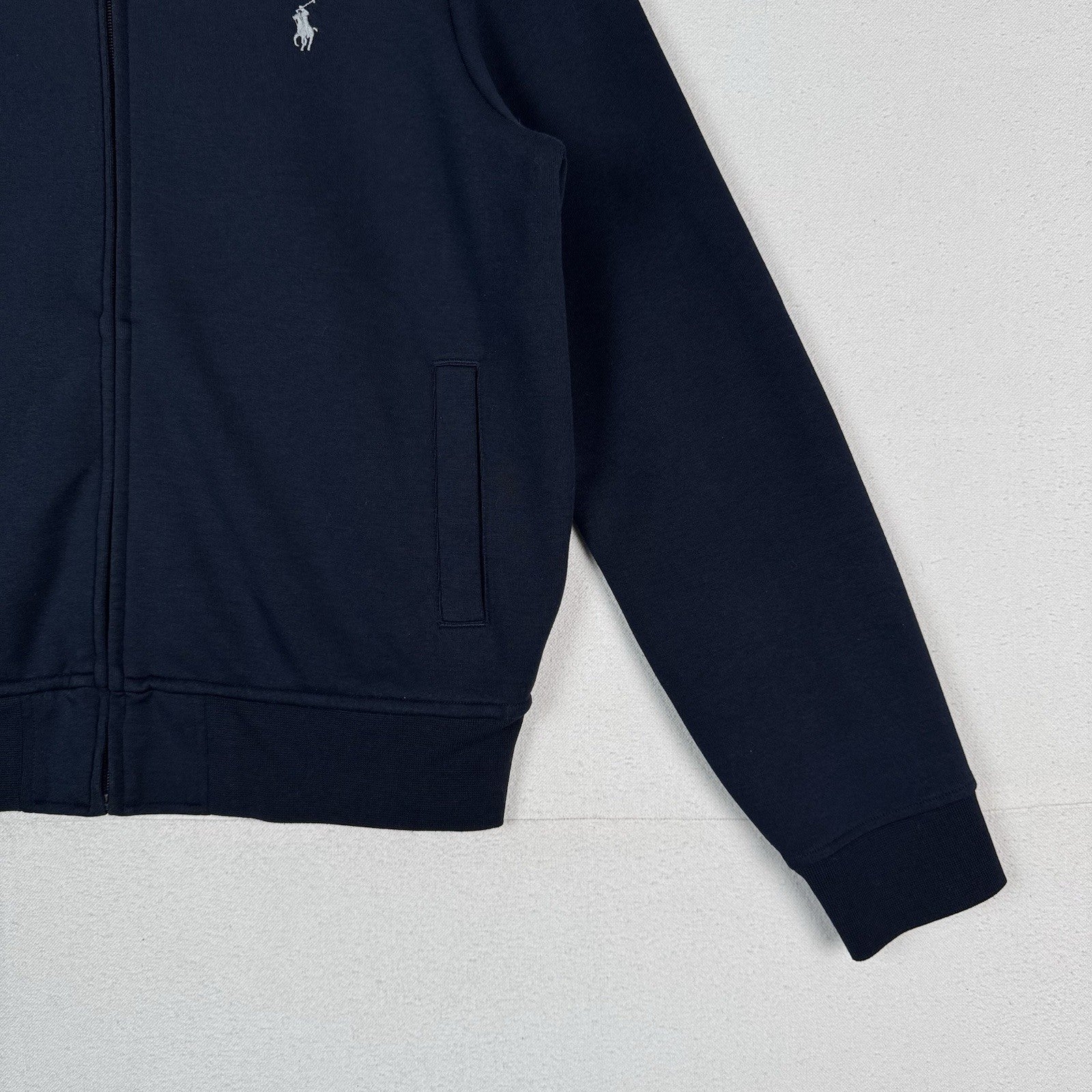 Polo Ralph Lauren Mens Double Knit Full-Zip Sweater Bomber Jacket Size L Blue