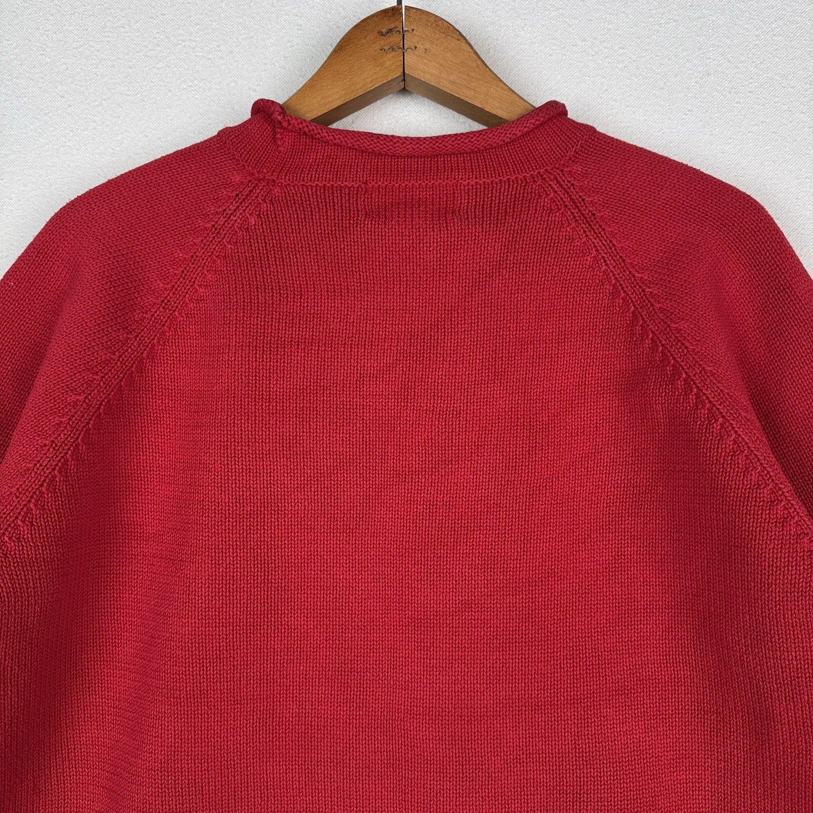 Lauren Ralph Lauren Women’s Red Roll Neck Sweater Cotton Knit Raglan Large