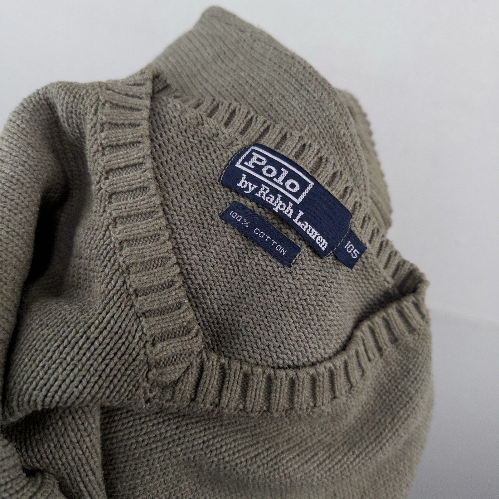 90’s Vtg Polo Ralph Lauren Men’s XL (105) V-Neck Cotton Knit Tan Sweater *Read
