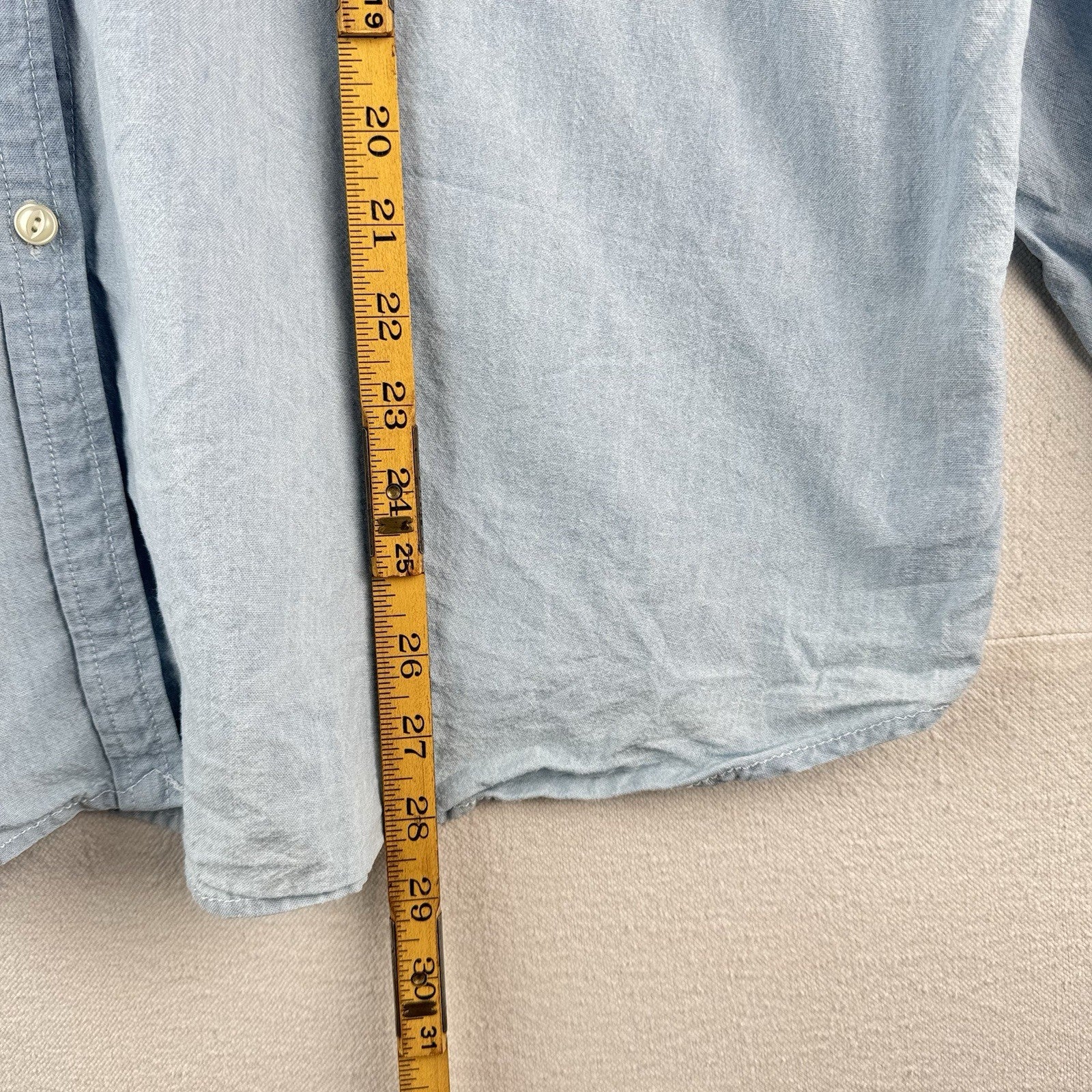 Lauren Ralph Lauren Women's 2X Blue Chambray Button Down Shirt 100% Cotton
