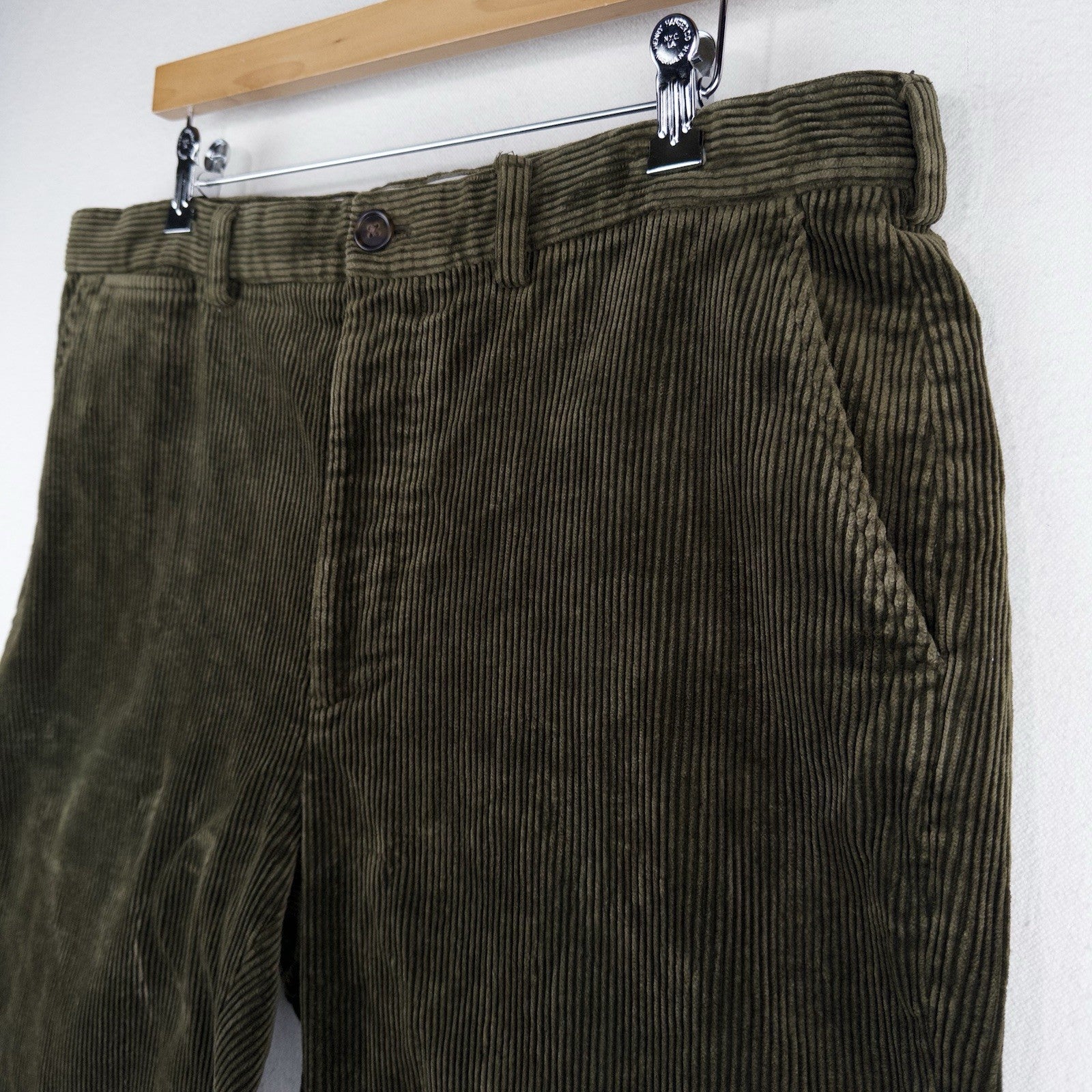 90's Vtg Polo Ralph Lauren Corduroy Pant Mens 38x32 Olive Green Wide Wale