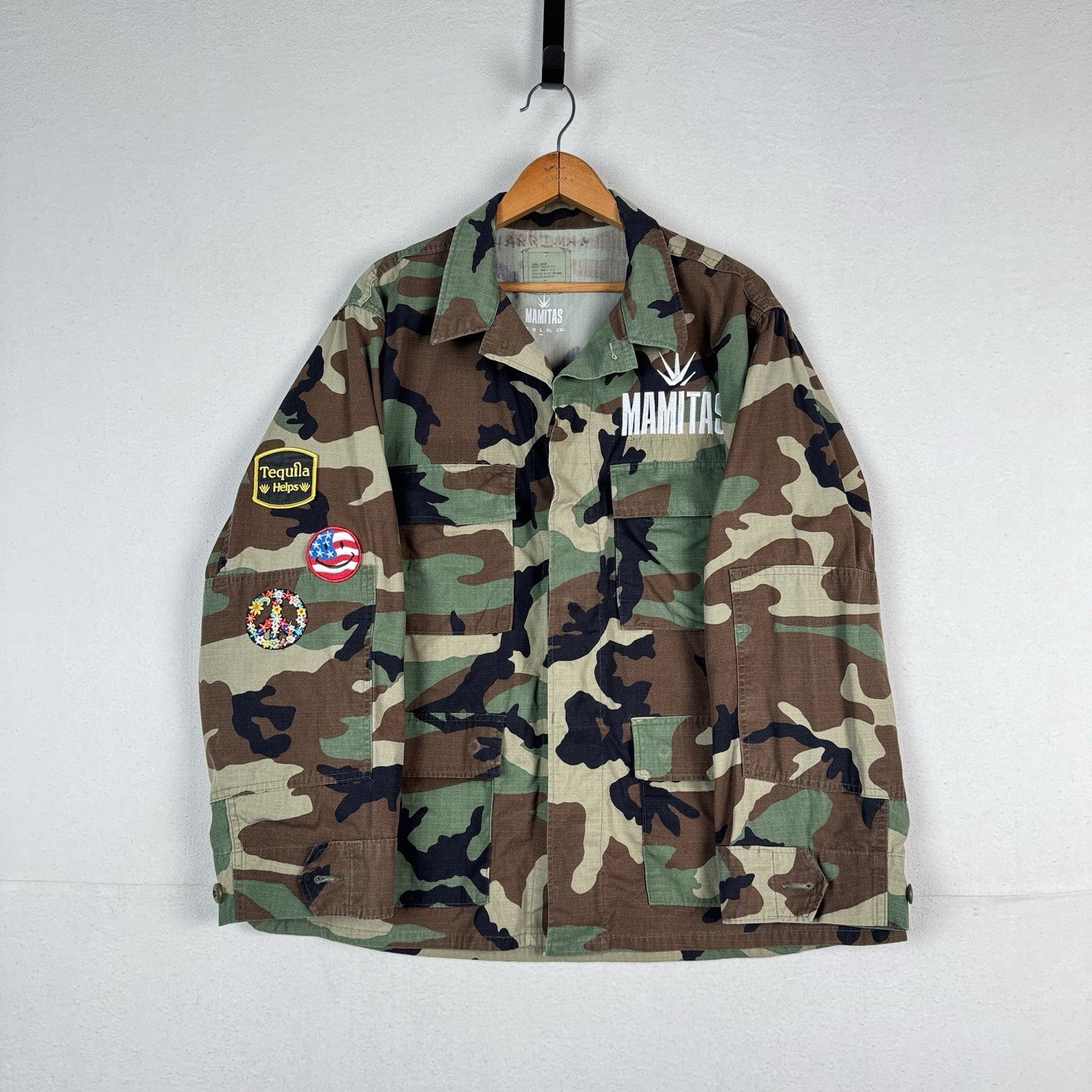 Army Woodland Mamitas Tequila Military Field Jacket Men’s Large Special Edition