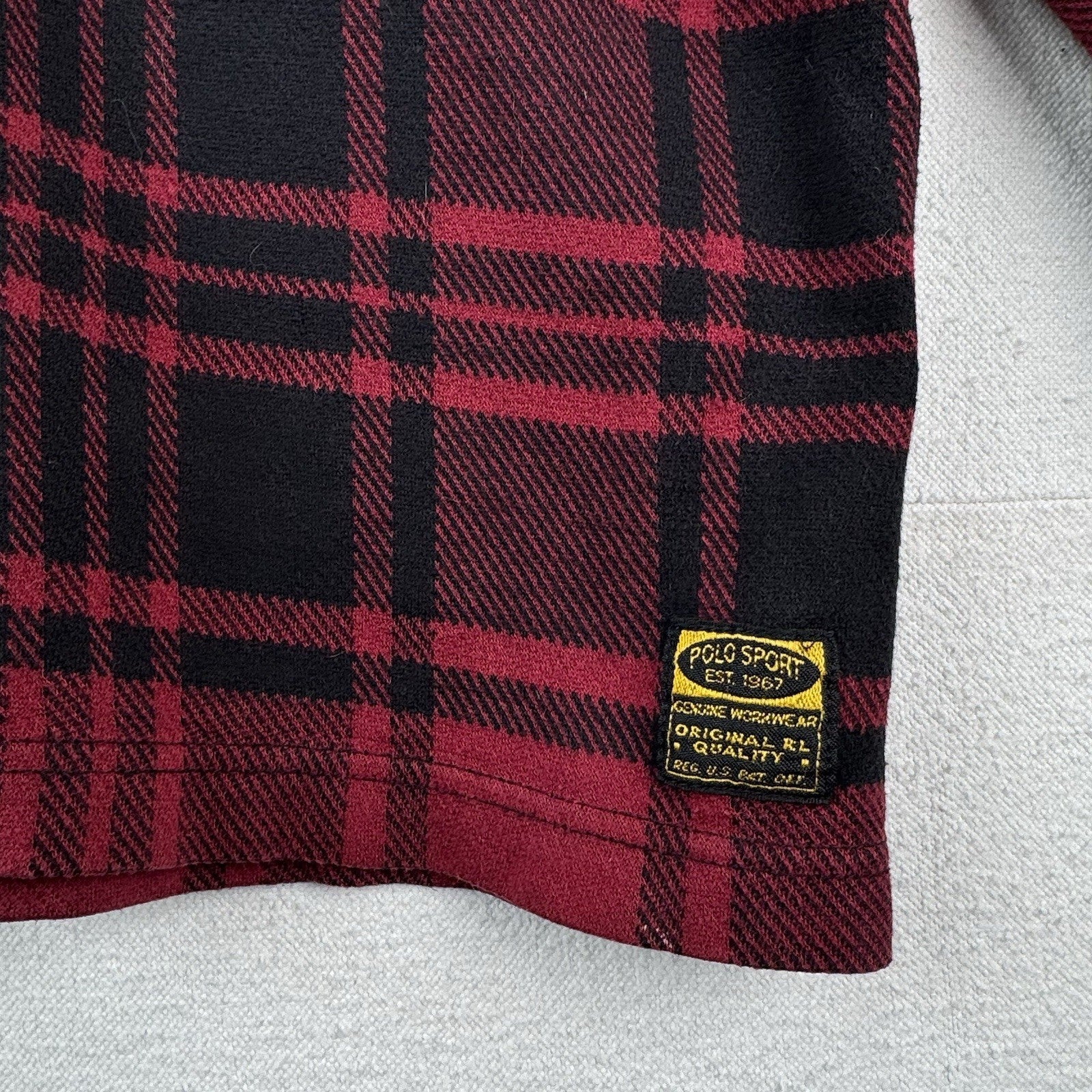90’s Vtg Polo Sport Ralph Lauren Men’s L Buffalo Plaid Flannel Shirt *Read