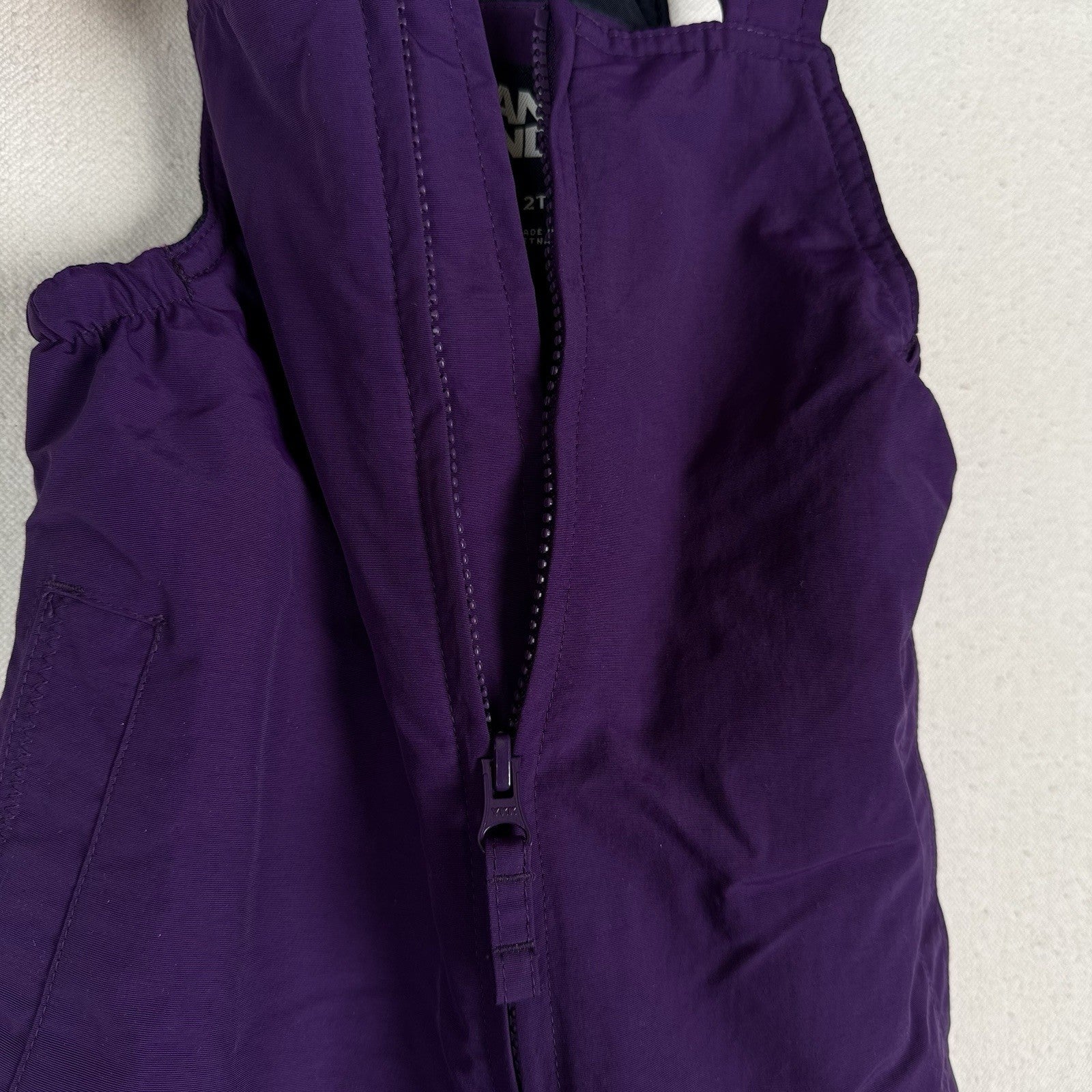 Lands End Squall Toddler 2T Insulated Snow Bib Purple Grow With Me Extendable