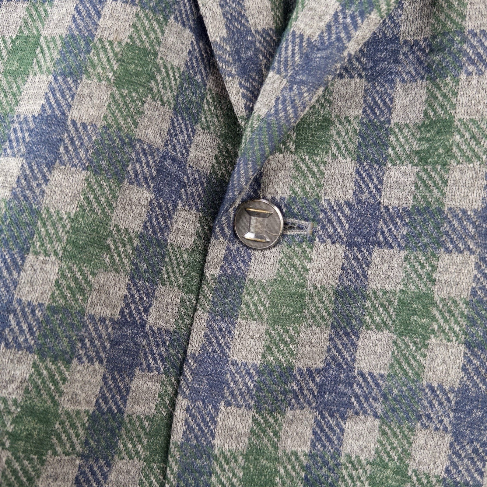 70’s Vtg Izod Tartan Plaid Wool Sport Coat Blazer Jacket 40R Blue Green USA