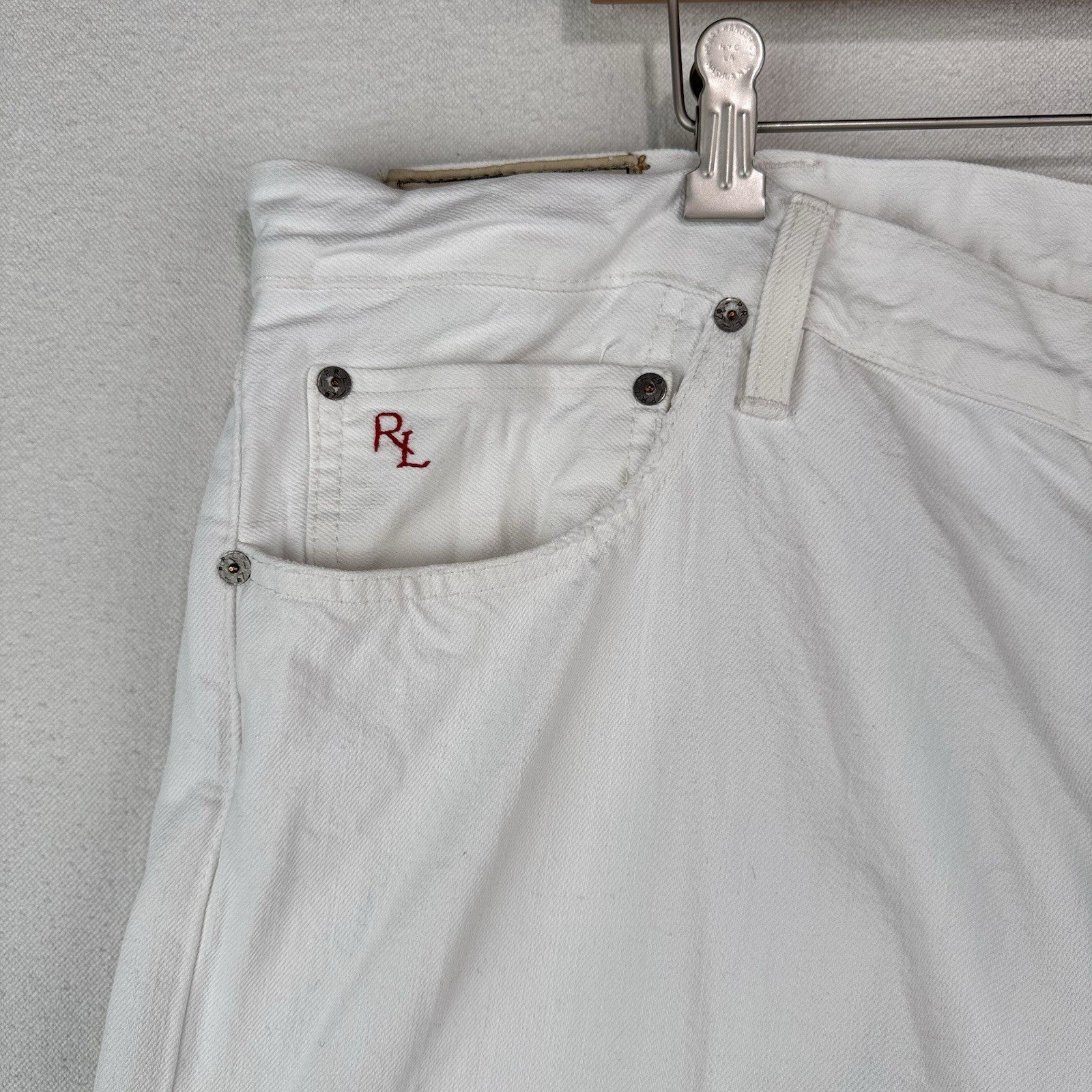 Polo Ralph Lauren Hampton Relaxed Straight 44Tx36 Tall White Denim Jeans