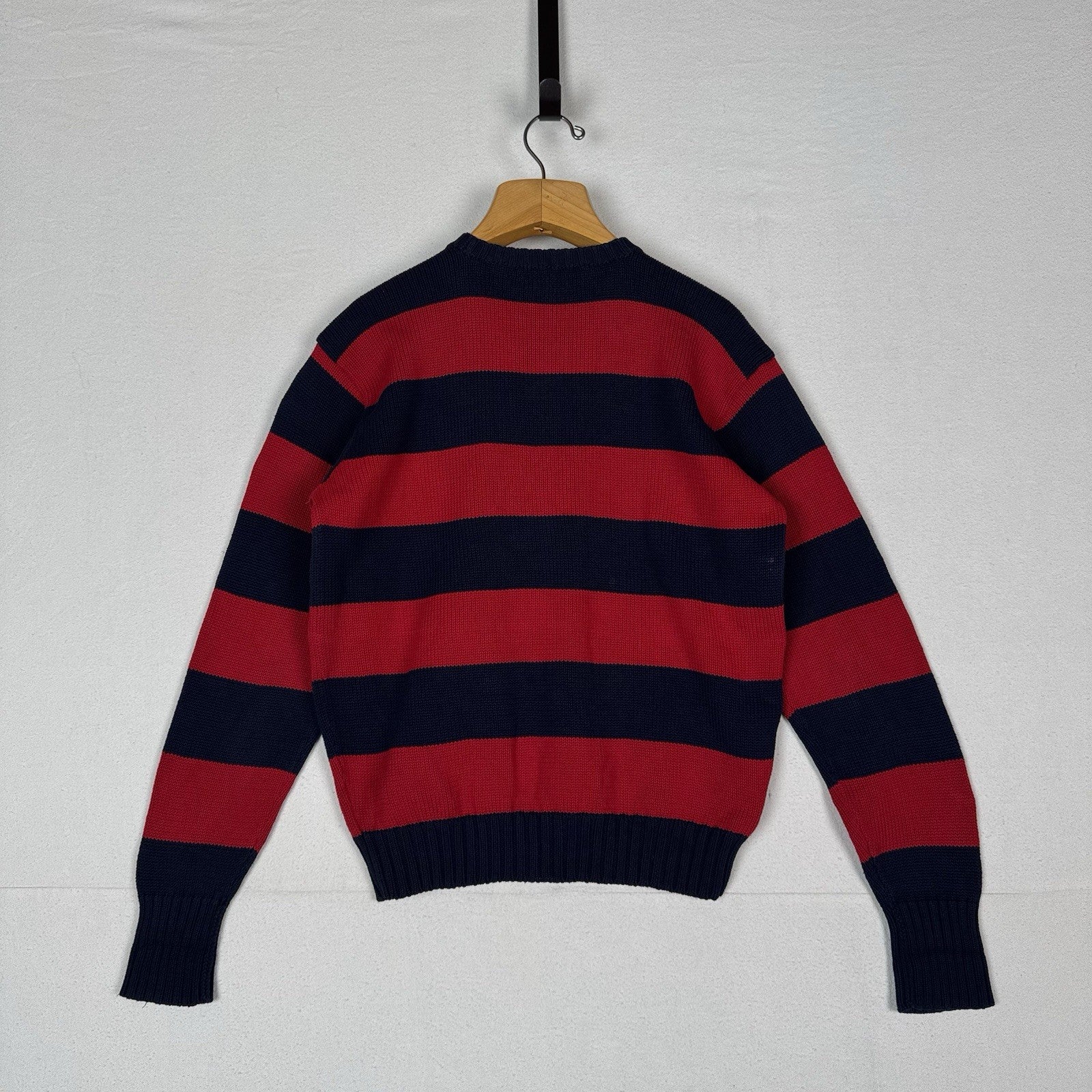90’s Vtg Polo Ralph Lauren Knit Sweater Men’s M Red Navy Blue Color Block *Read
