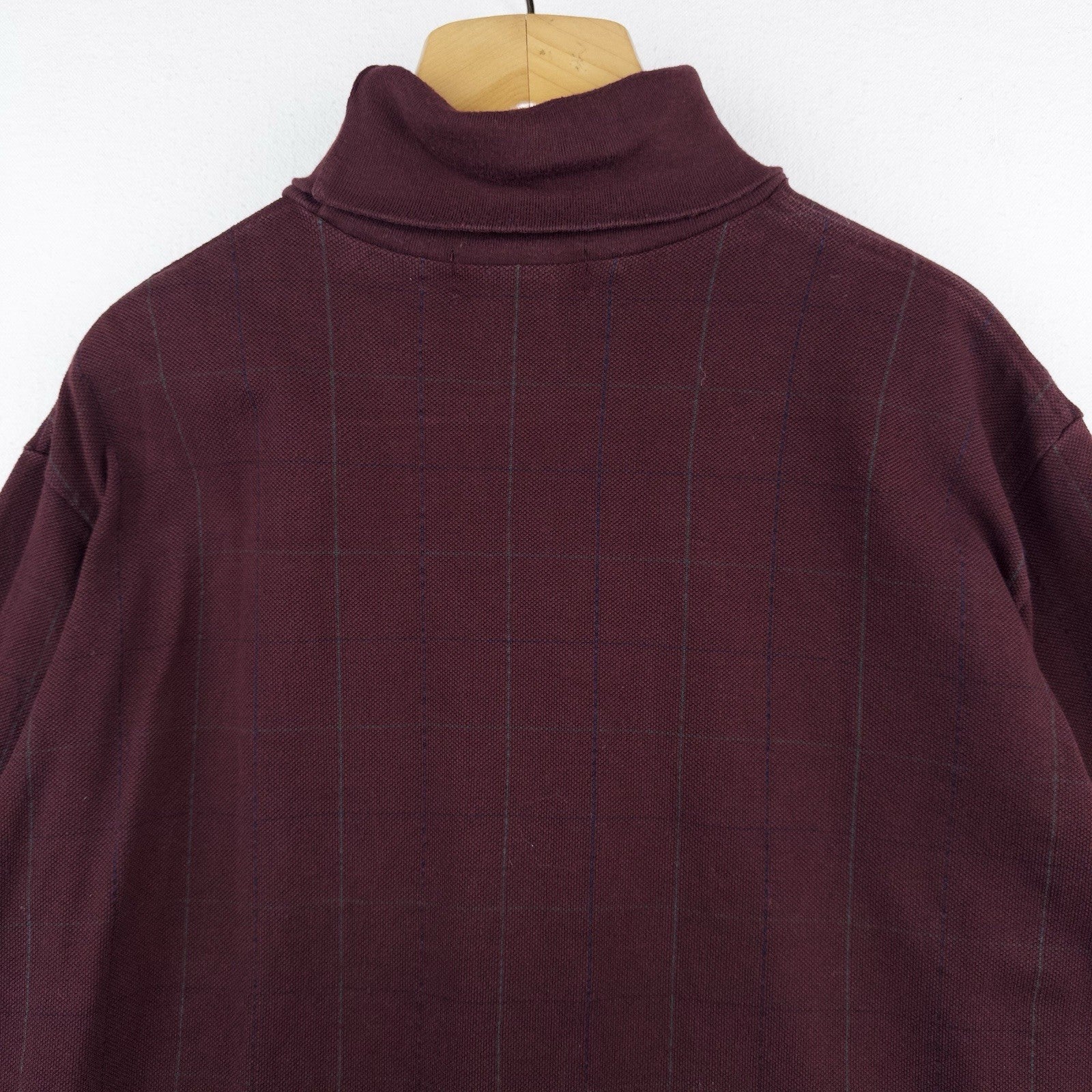90’s Vtg Polo Ralph Lauren Turtleneck Men’s XL Maroon Windowpane Check USA