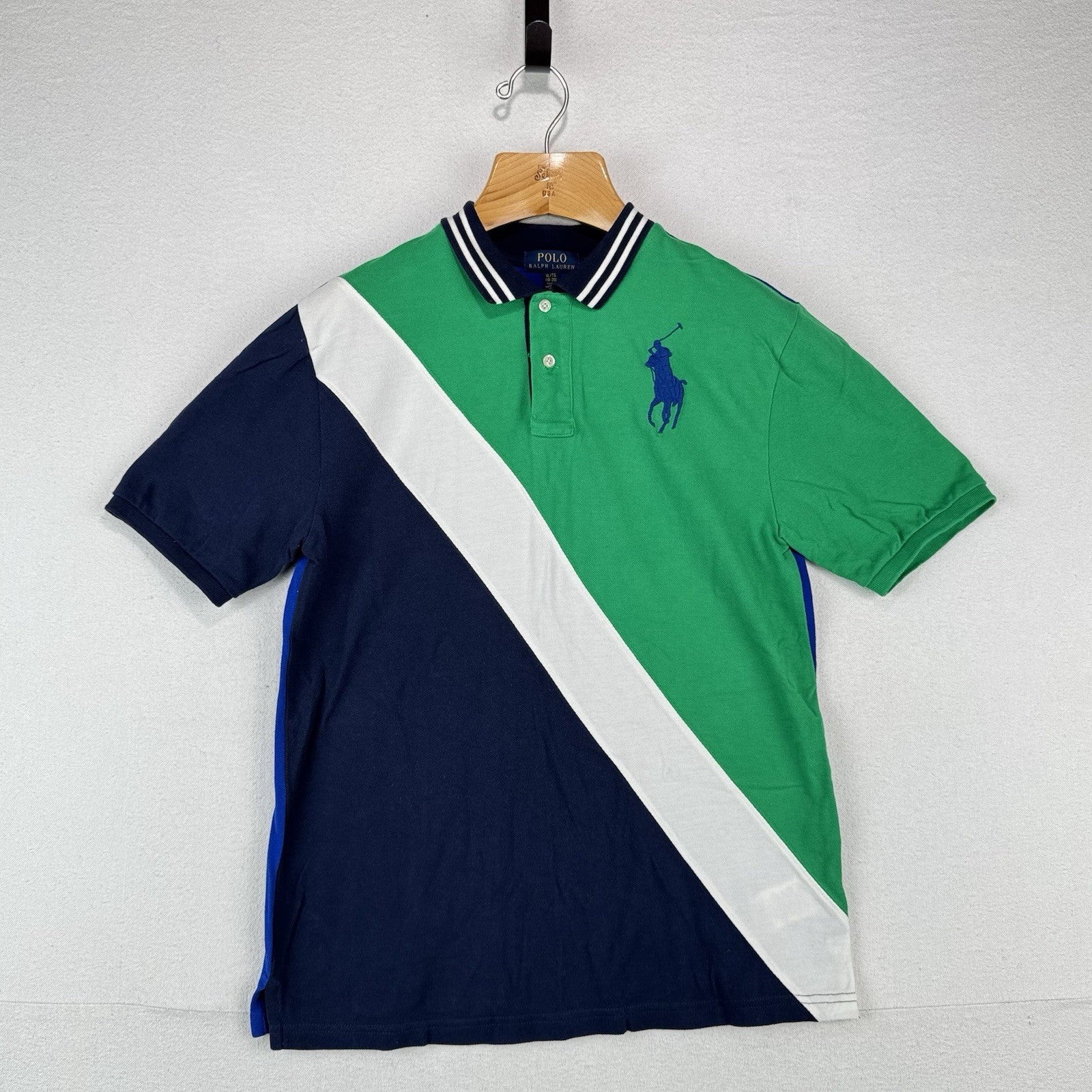 Polo Ralph Lauren Big Pony Mesh Boy's XL 18-20 Shirt Green Blue *Read