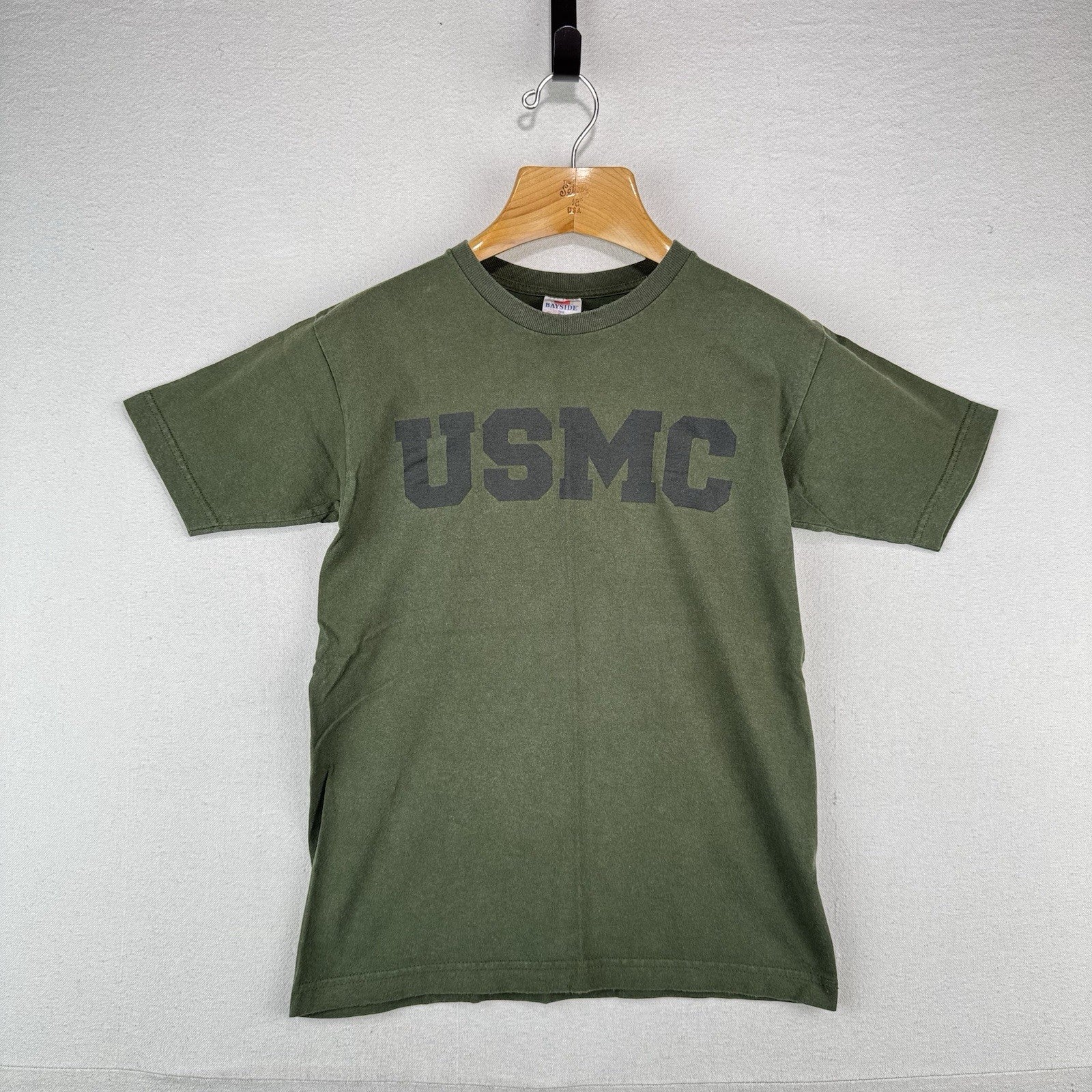 90’s Vtg Bayside True American T-Shirt Men’s S Green USMC Military Marine