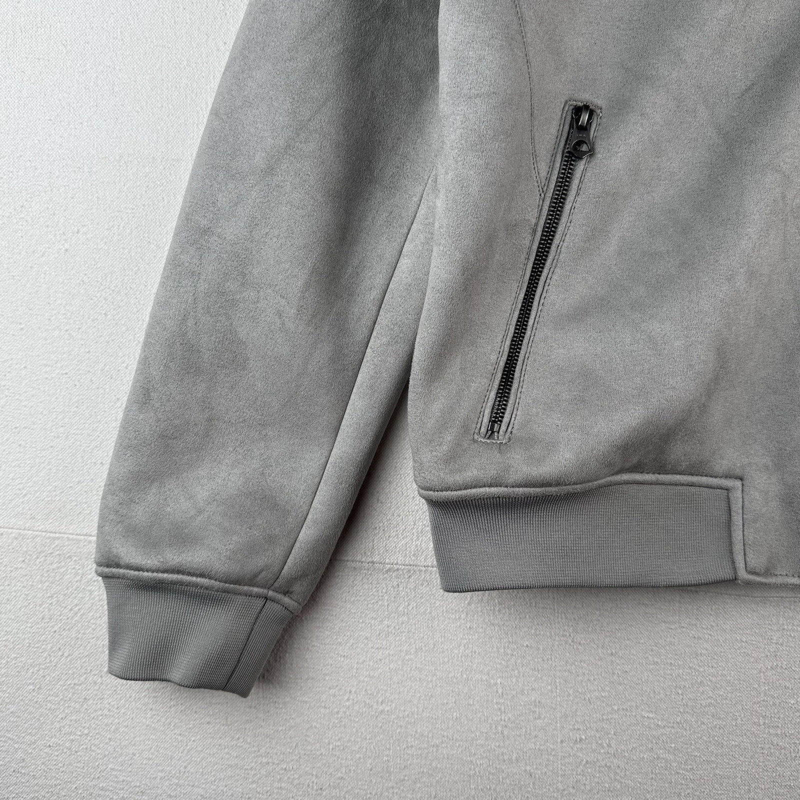 Zara Faux Suede Men’s Large Zip Bomber Jacket Gray