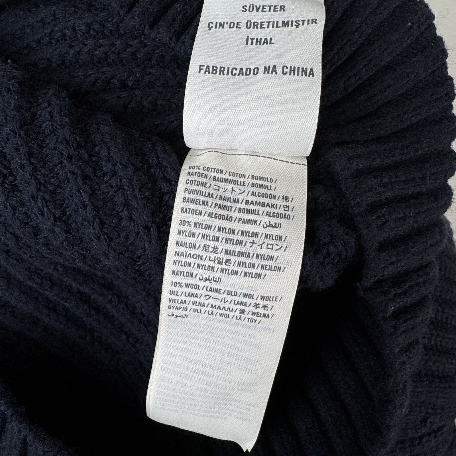 Abercrombie & Fitch Mens L Navy Shawl Collar Wool Blend Knit Sweater Pullover