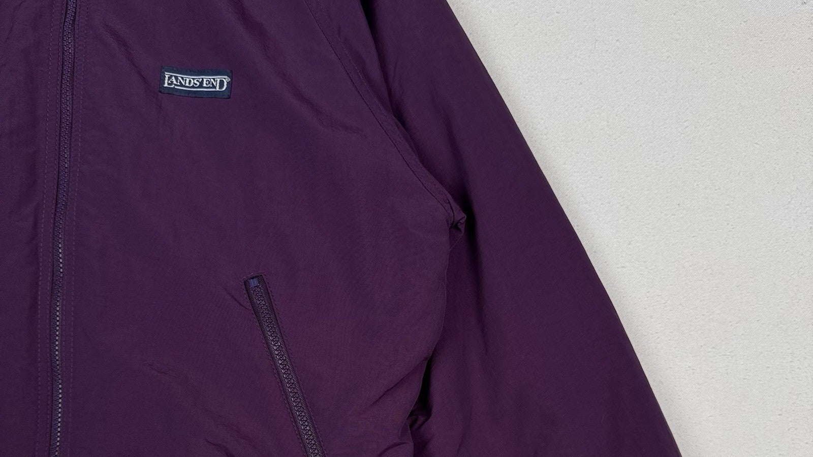 Vintage Lands End Squall Bomber Jacket Men’s M Purple Fleece Lined Made In USA