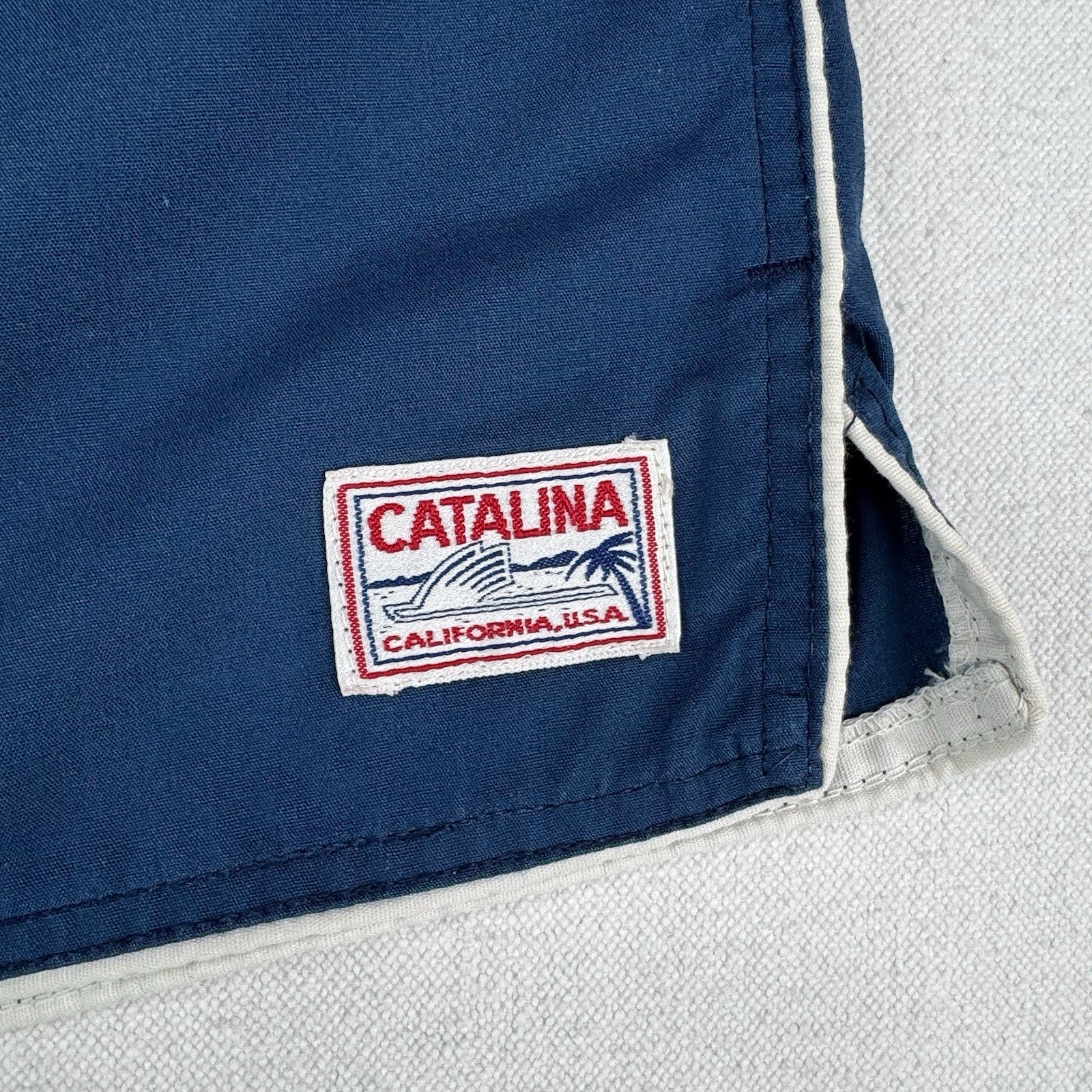 60’s Vintage Catalina Men's 38 Blue Swim Shorts 2” Made In California USA