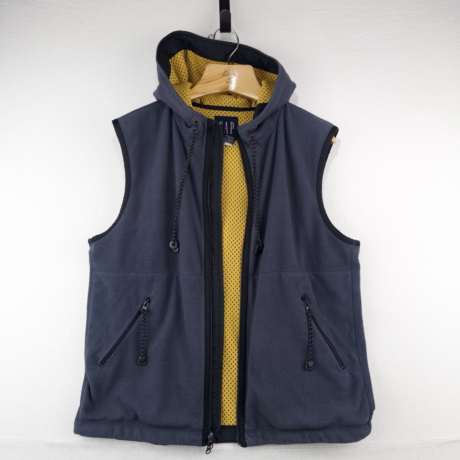90’s Vtg Gap Fleece Hooded Vest Mens M Blue Full Zip
