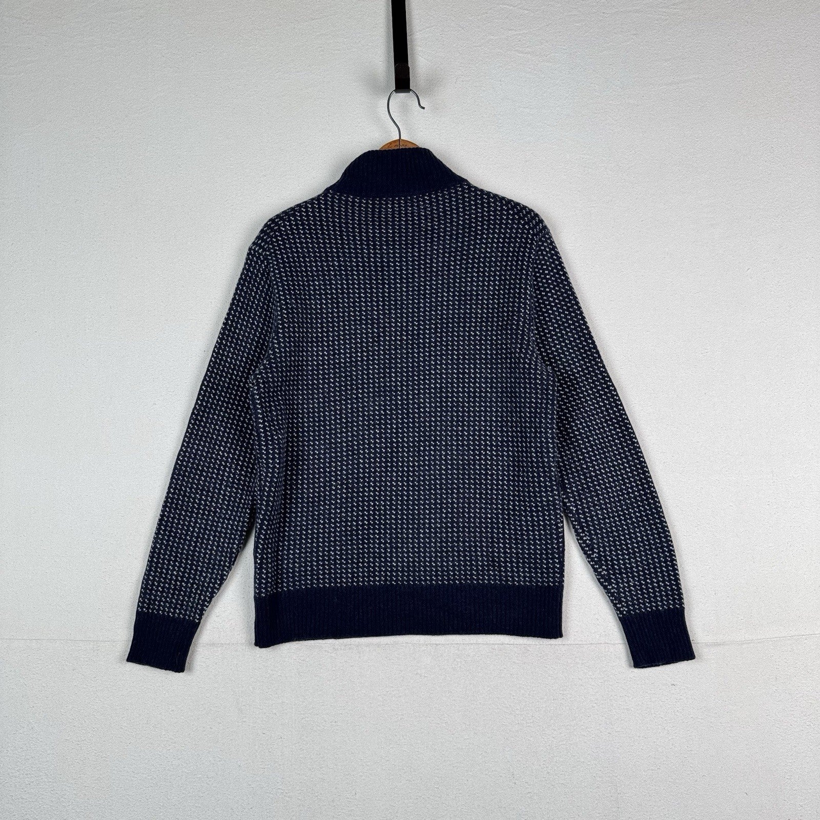 J. Crew Birdseye Quarter-Zip Sweater Merino Wool Navy Blue Men’s Size Medium