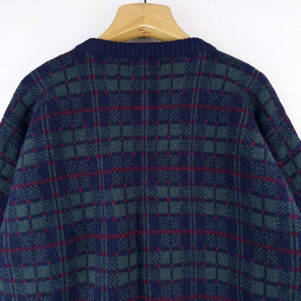 90’s Lands End Tartan Plaid Shetland Wool Cardigan Women’s Large Scotland