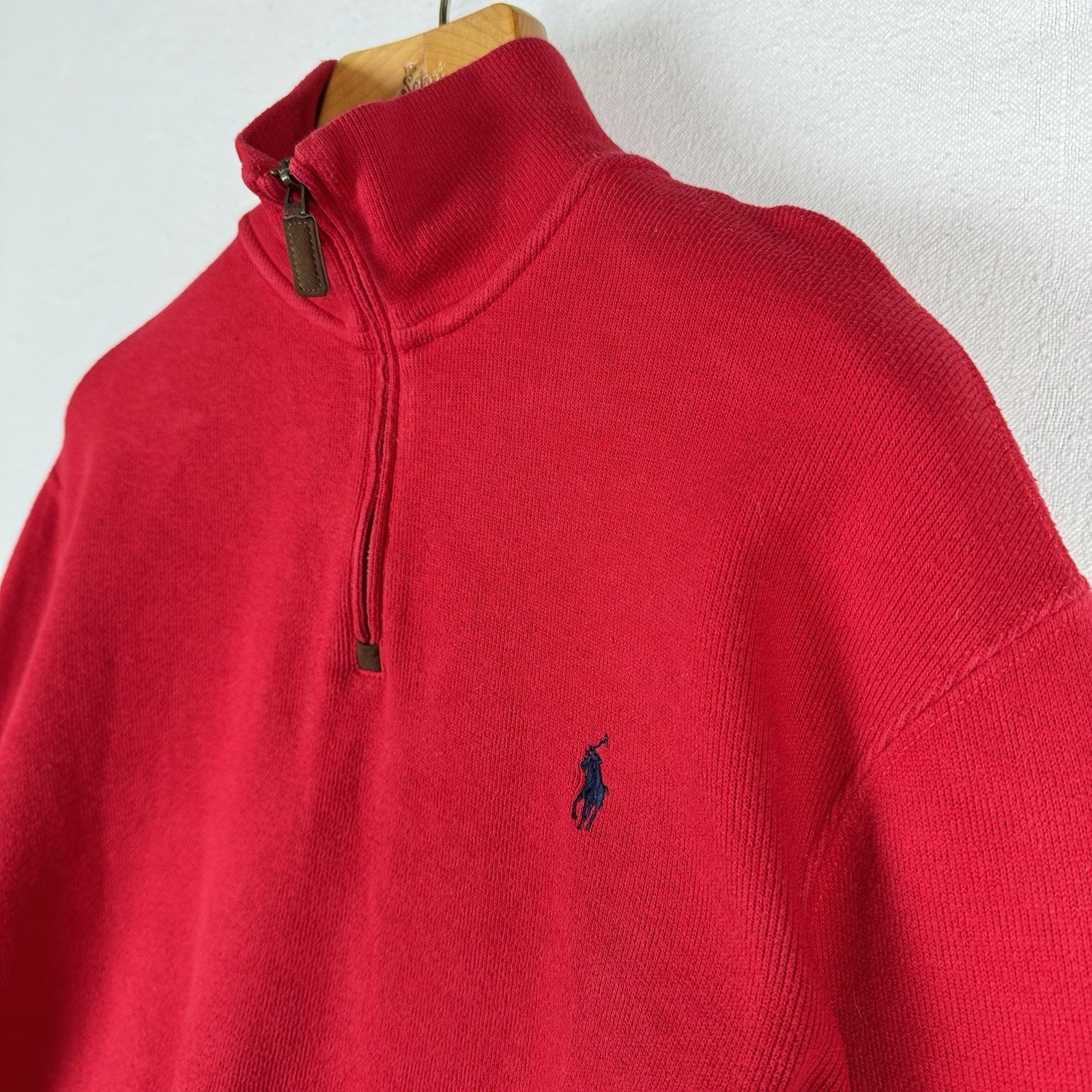 80’s Vintage Polo Ralph Lauren Quarter 1/4 Zip Pullover Sweater Mens XL Red