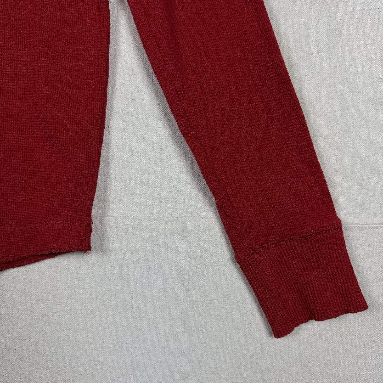 Abercrombie & Fitch Muscle Fit Thermal Waffle Long Sleeve Red Mens S A&F Sweater