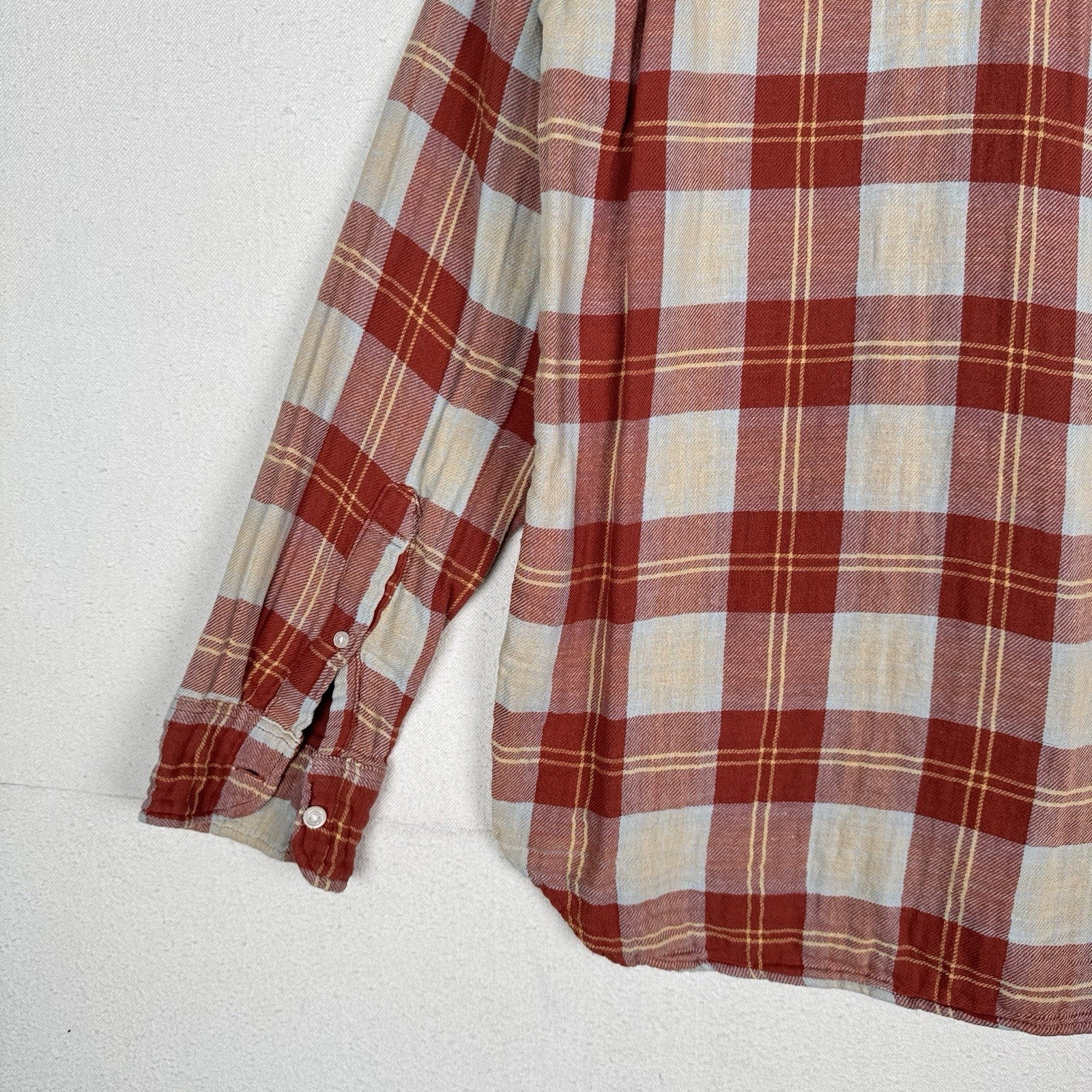 J.Crew Shirt Men’s L Double Weave Slim Fit Plaid Shirt Burnt Orange Red
