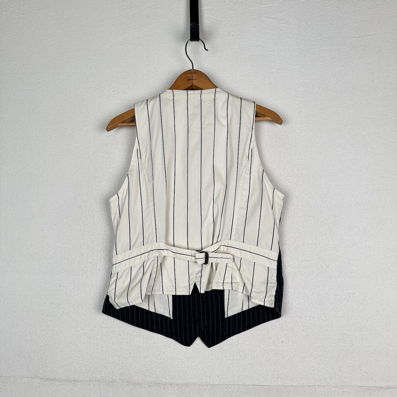 Ralph Lauren Pinstripe Vest Women's Gray & White Waistcoat Classic Medium M