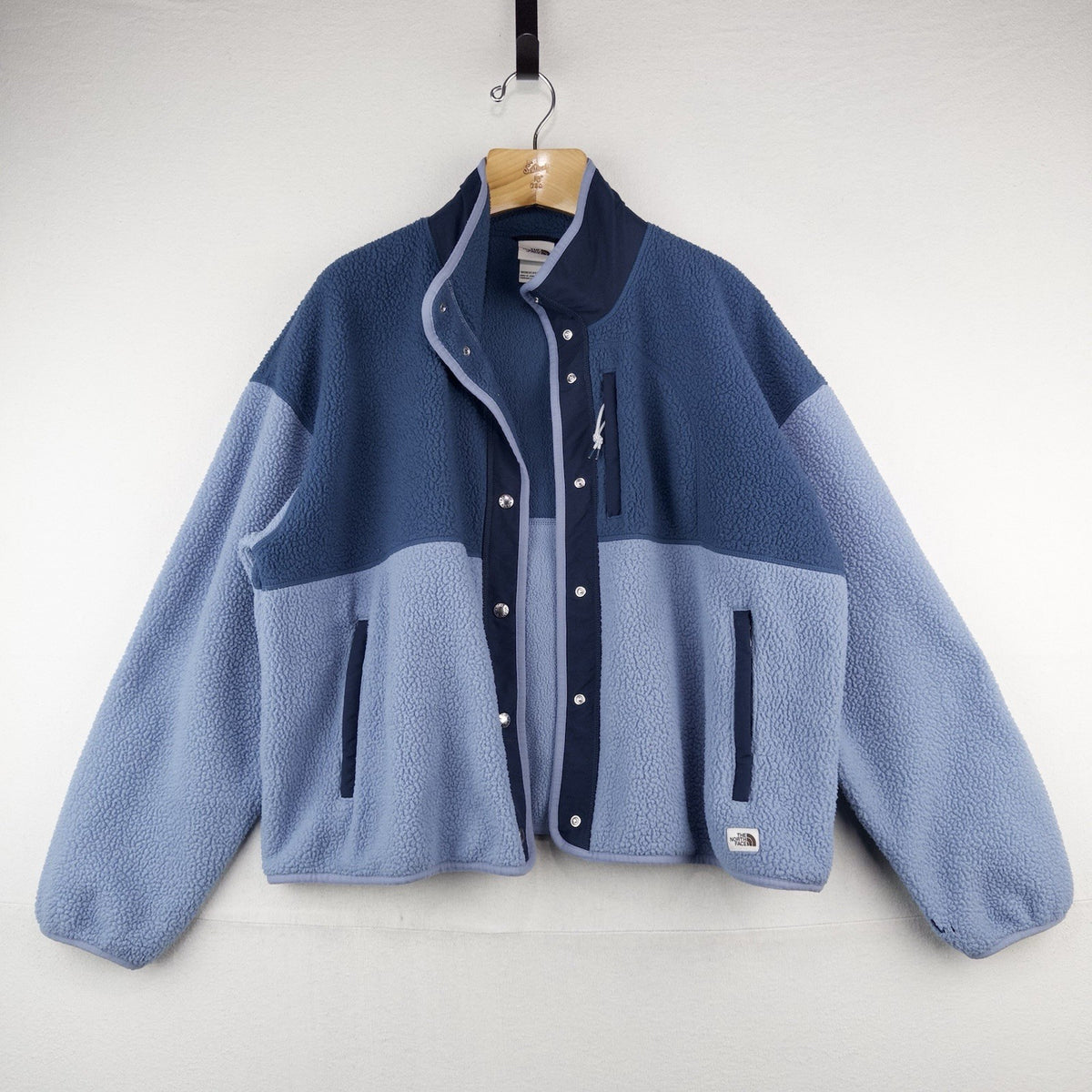 The North Face Cragmont Fleece Jacket Women's XL Blue Color Block Boxy *Read