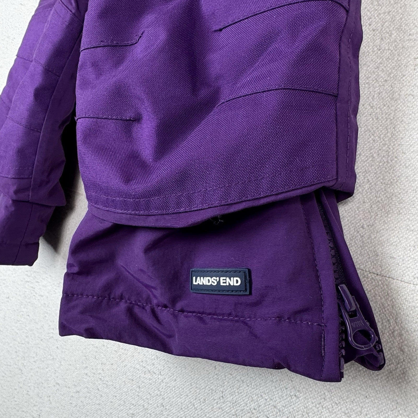Lands End Squall Toddler 2T Insulated Snow Bib Purple Grow With Me Extendable