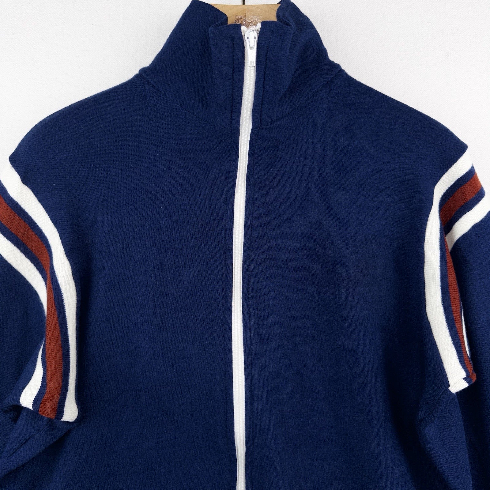 70’s Vtg Winning Ways Zip Up Track Jacket Blue Red Acrylic Men’s L