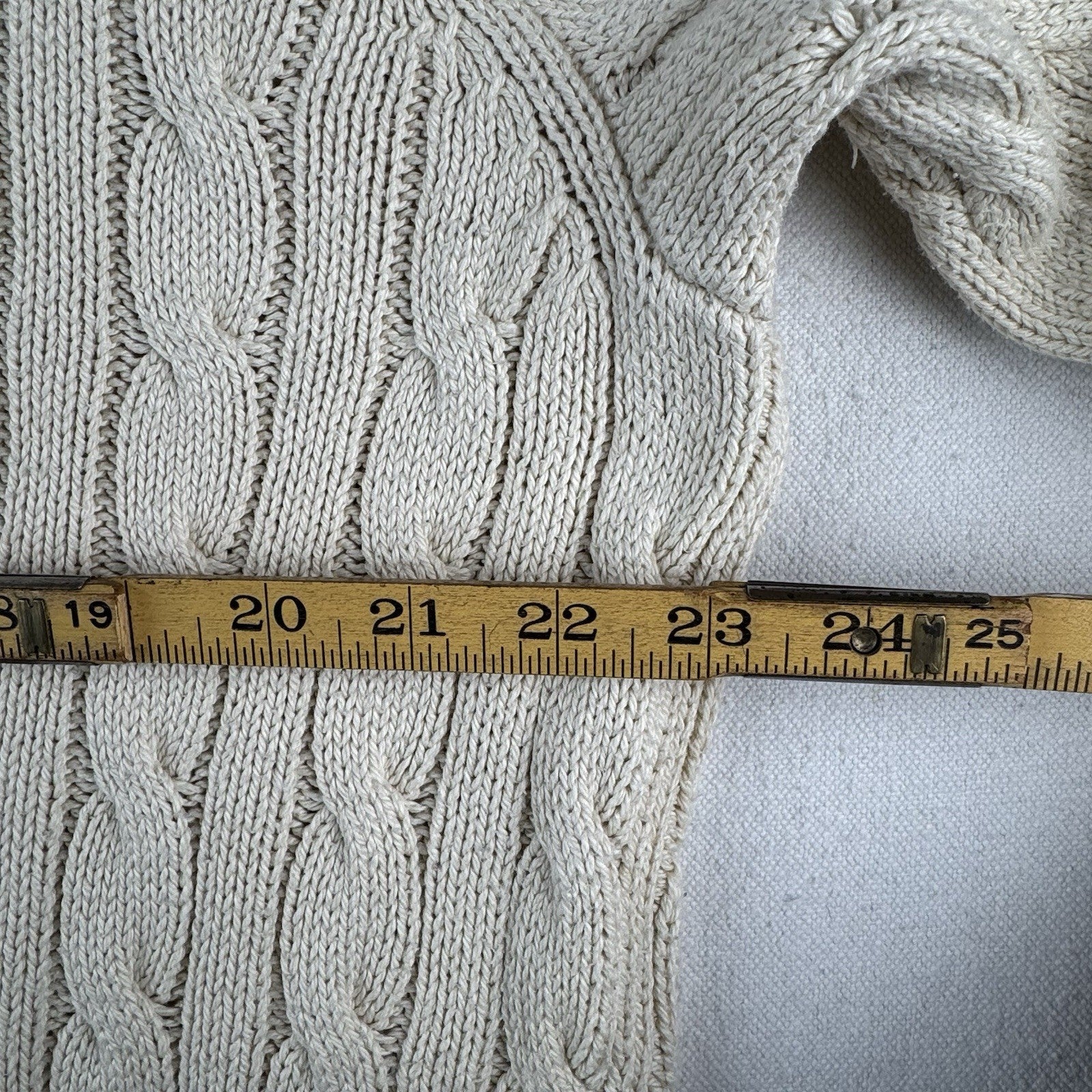 Vintage Polo Ralph Lauren Mens XL Cream Collared Cable Knit Sweater Pima Cotton