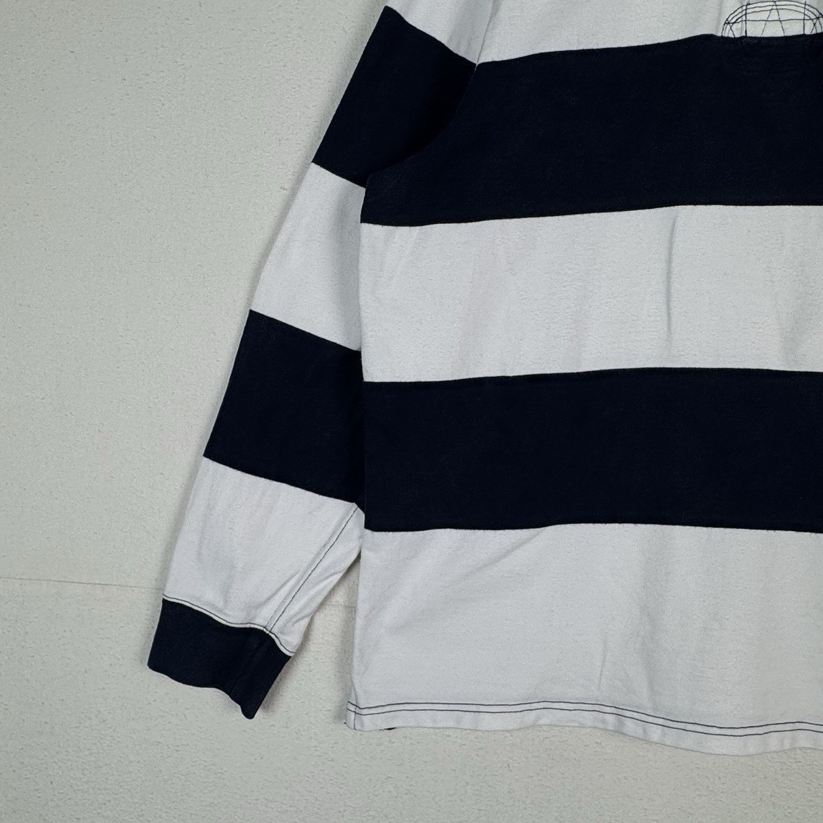 Vintage Polo Ralph Lauren Blue White Striped Rugby Shirt Mens XL