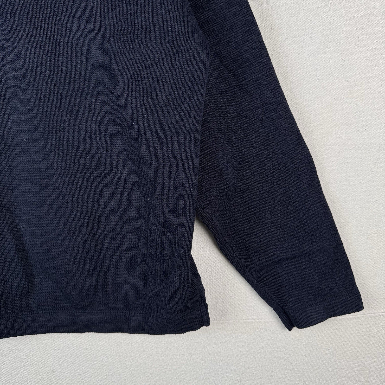 90’s Vintage Polo Ralph Lauren Men’s Large Linen Knit Crewneck Sweater Navy Blue