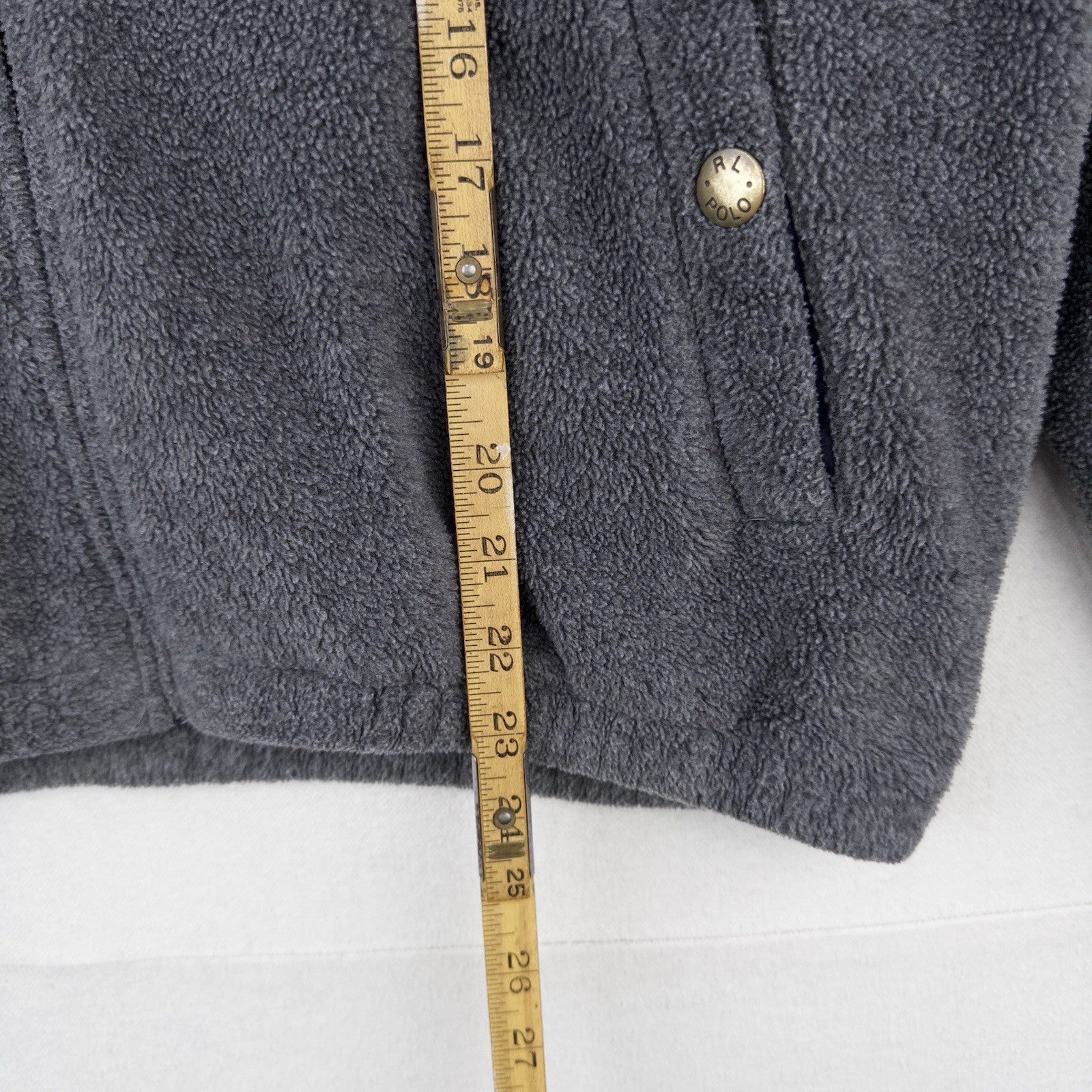 90’s Vtg Polo Ralph Lauren Men’s S Fleece Chin Strap Harrington Jacket Gray
