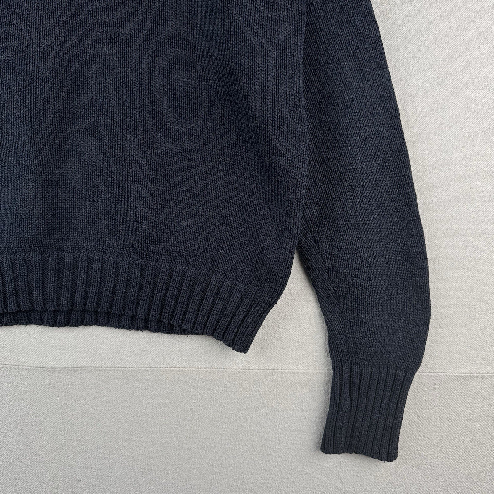 90’s Vintage Polo Ralph Lauren Sweater Men L Navy Blue Knit Pullover Blue Pony
