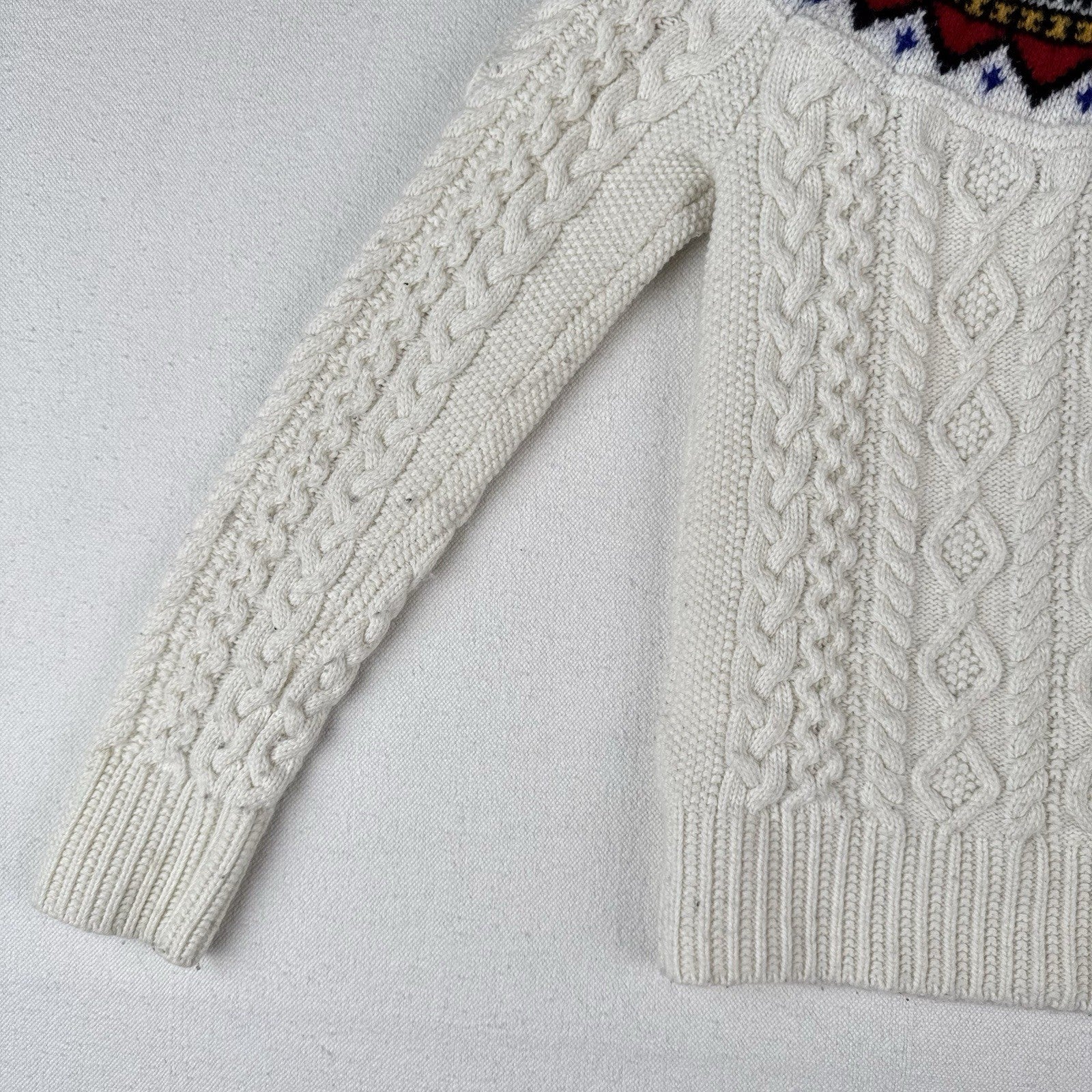 Polo Ralph Lauren Girl’s Small (7) Fair Isle Aran Knit Sweater Cream Colorful