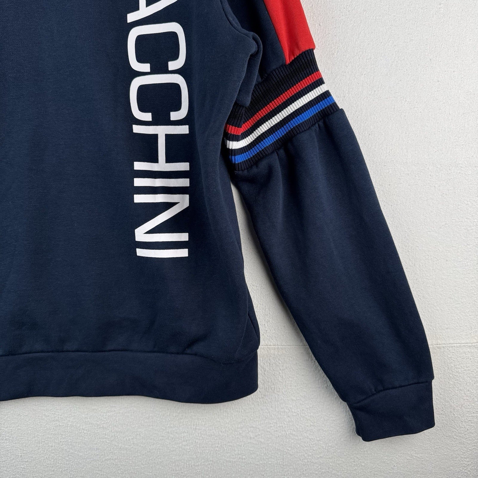 Sergio Tacchini Daniel Navy/White Men's Crew Sweatshirt Vertical Spell-out *Read