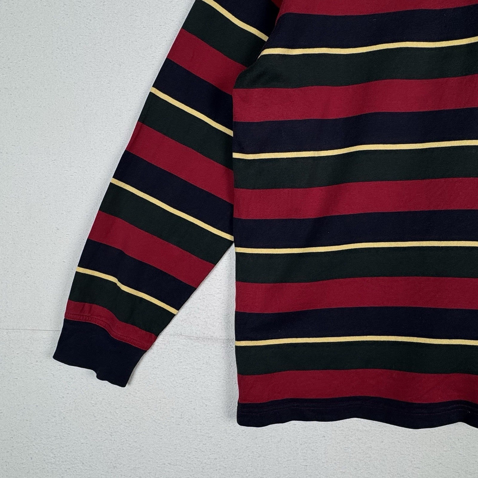 Vintage 90s Brooks Brothers Polo Rugby Striped Red Blue Yellow LS *Distressed