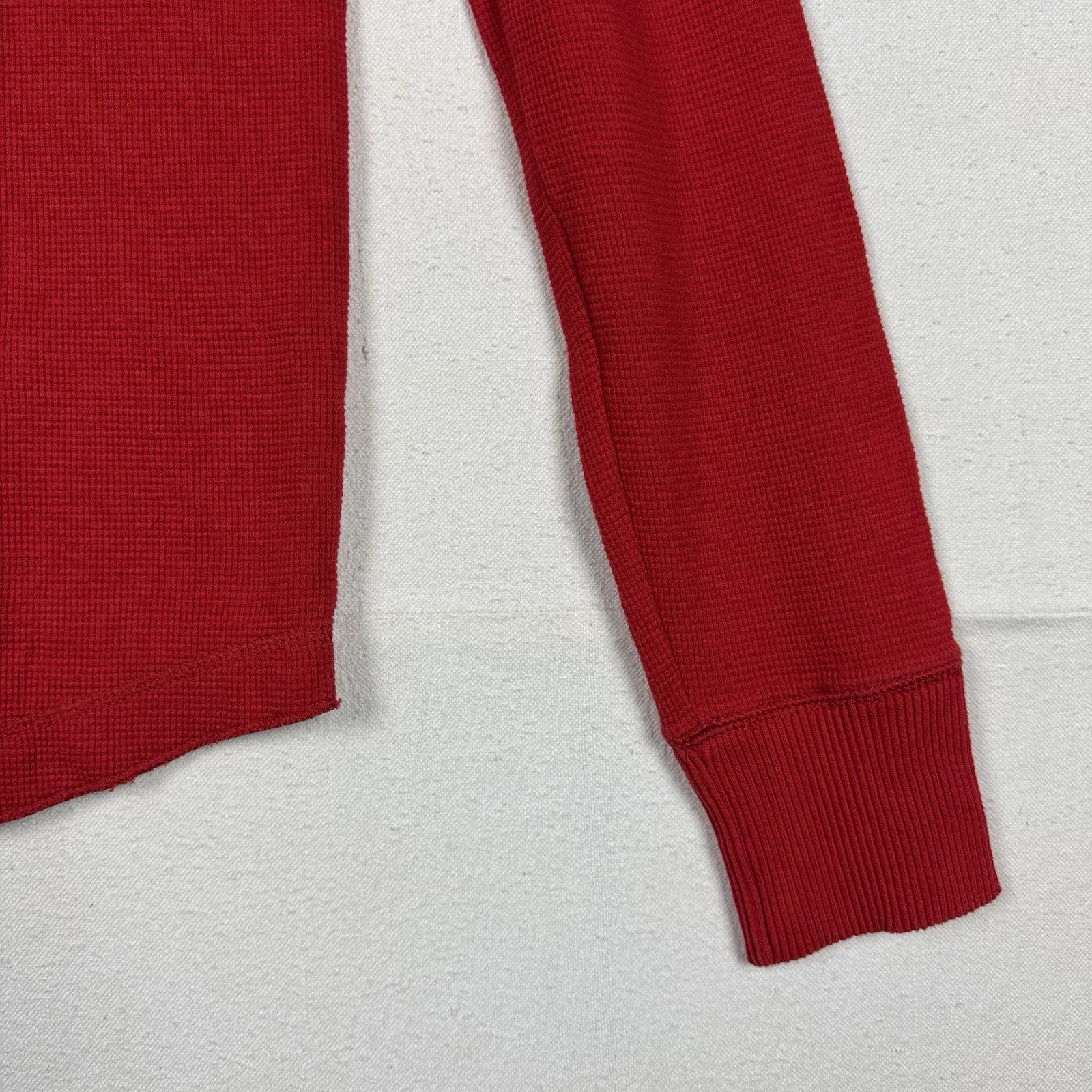 Abercrombie & Fitch Muscle Fit Thermal Waffle Long Sleeve Red Mens S A&F Sweater