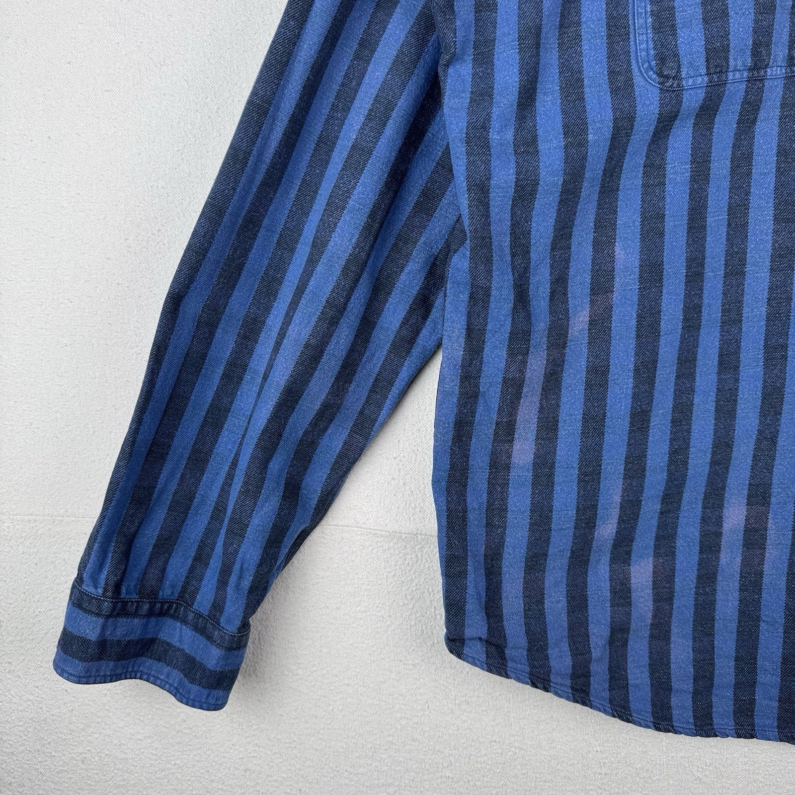 90’s Vtg Polo Ralph Lauren Indigo Blue Stripe Men’s 2XL Heavyweight Shirt *Read