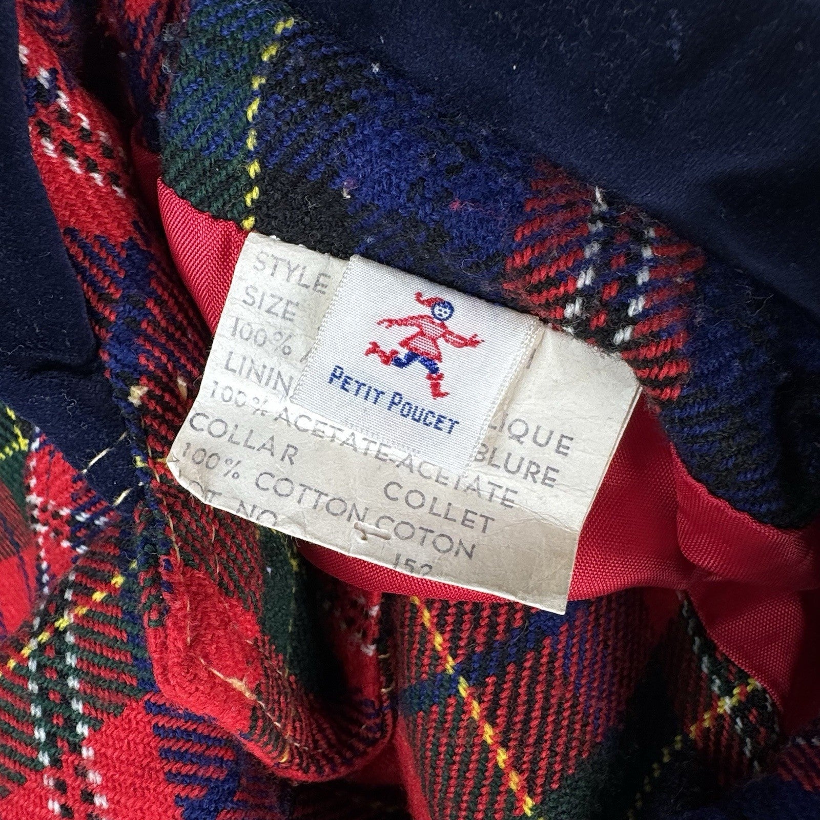 Vintage 60’s 70’s Red Tartan Plaid Car Coat Gold Buttons Made Canada 3T Toddler