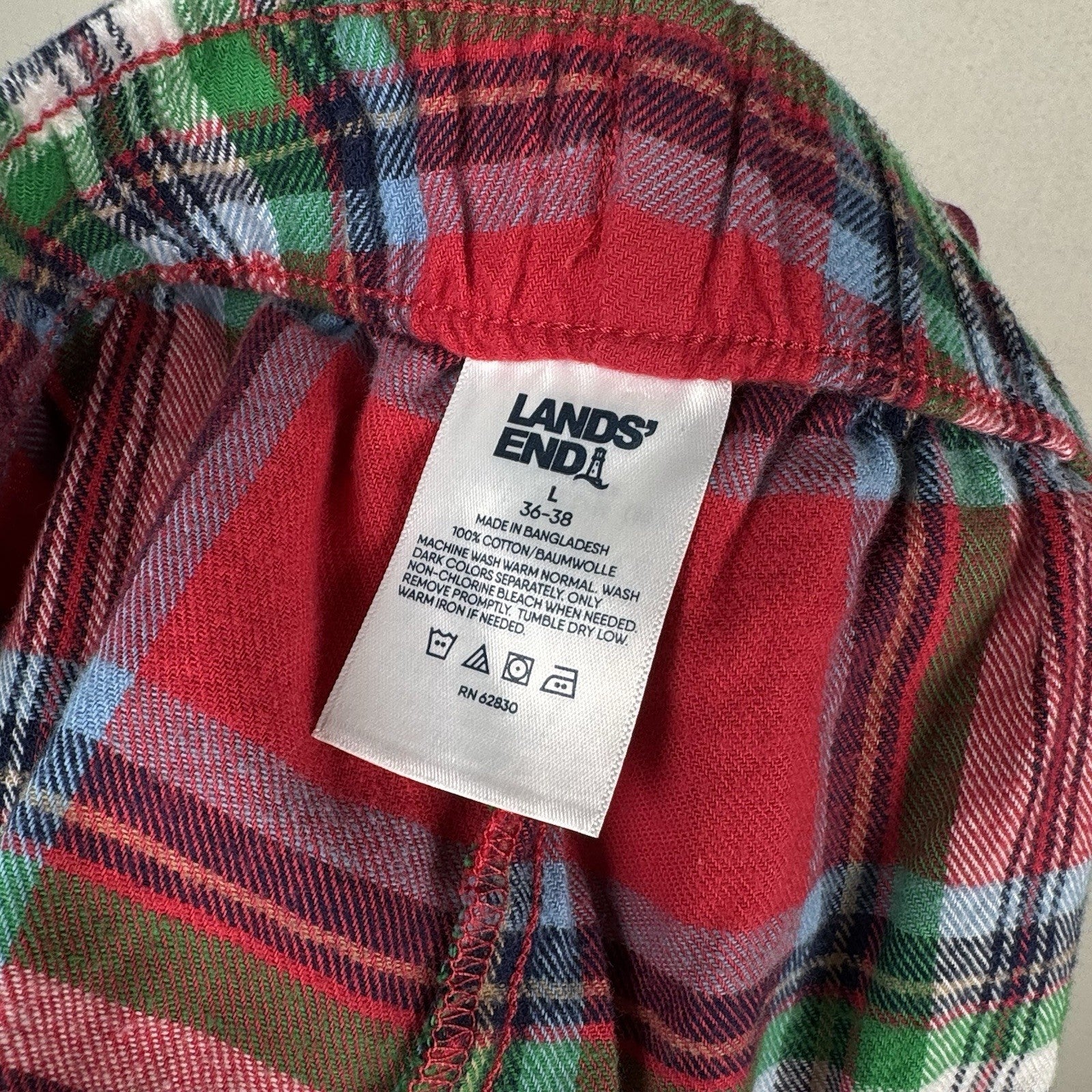Lands End Men’s L 36-38 Colorful Flannel Plaid Lounge Pants NWOT
