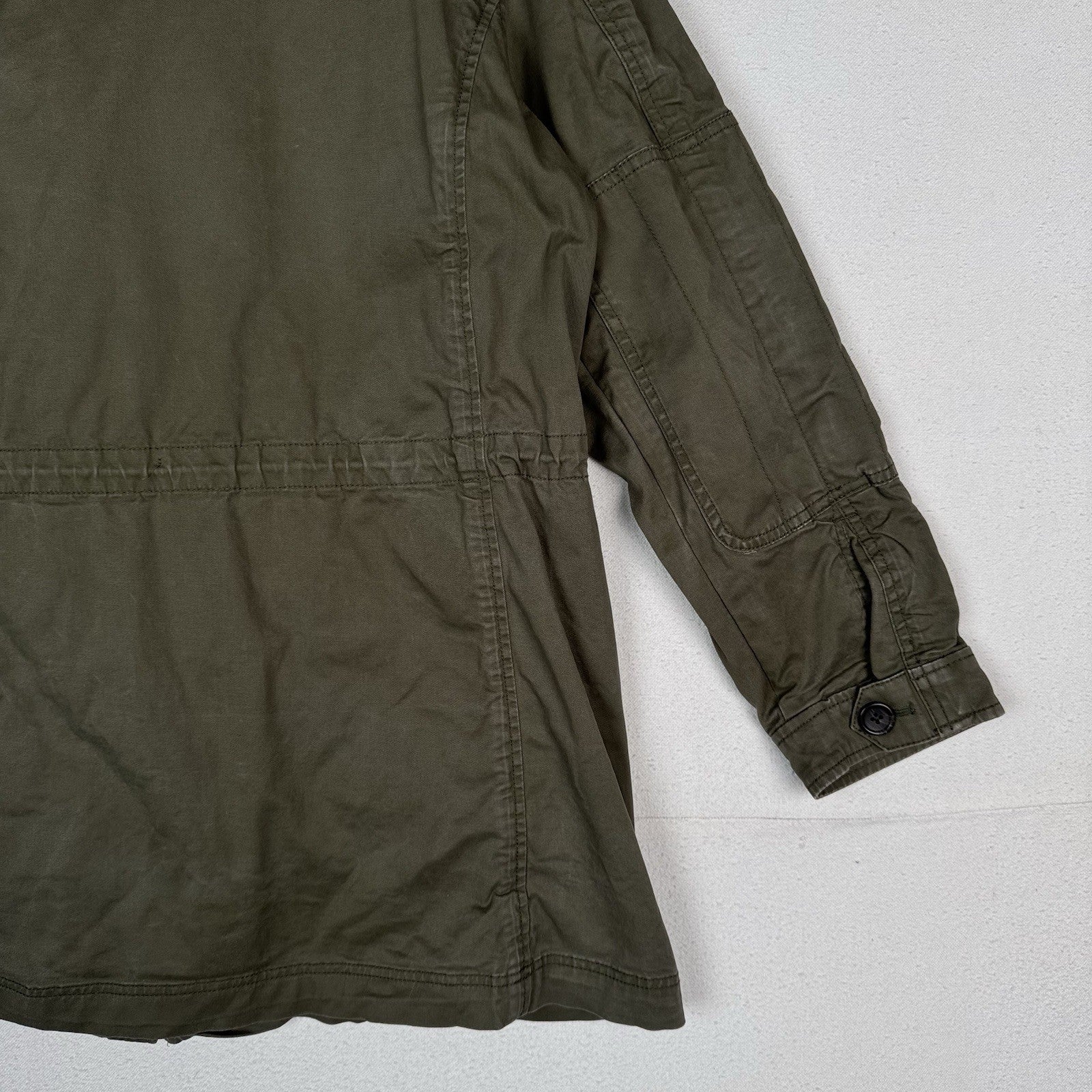 Banana Republic Military Jacket Womens XL 4-Pockets Green Cinch Waist *Read